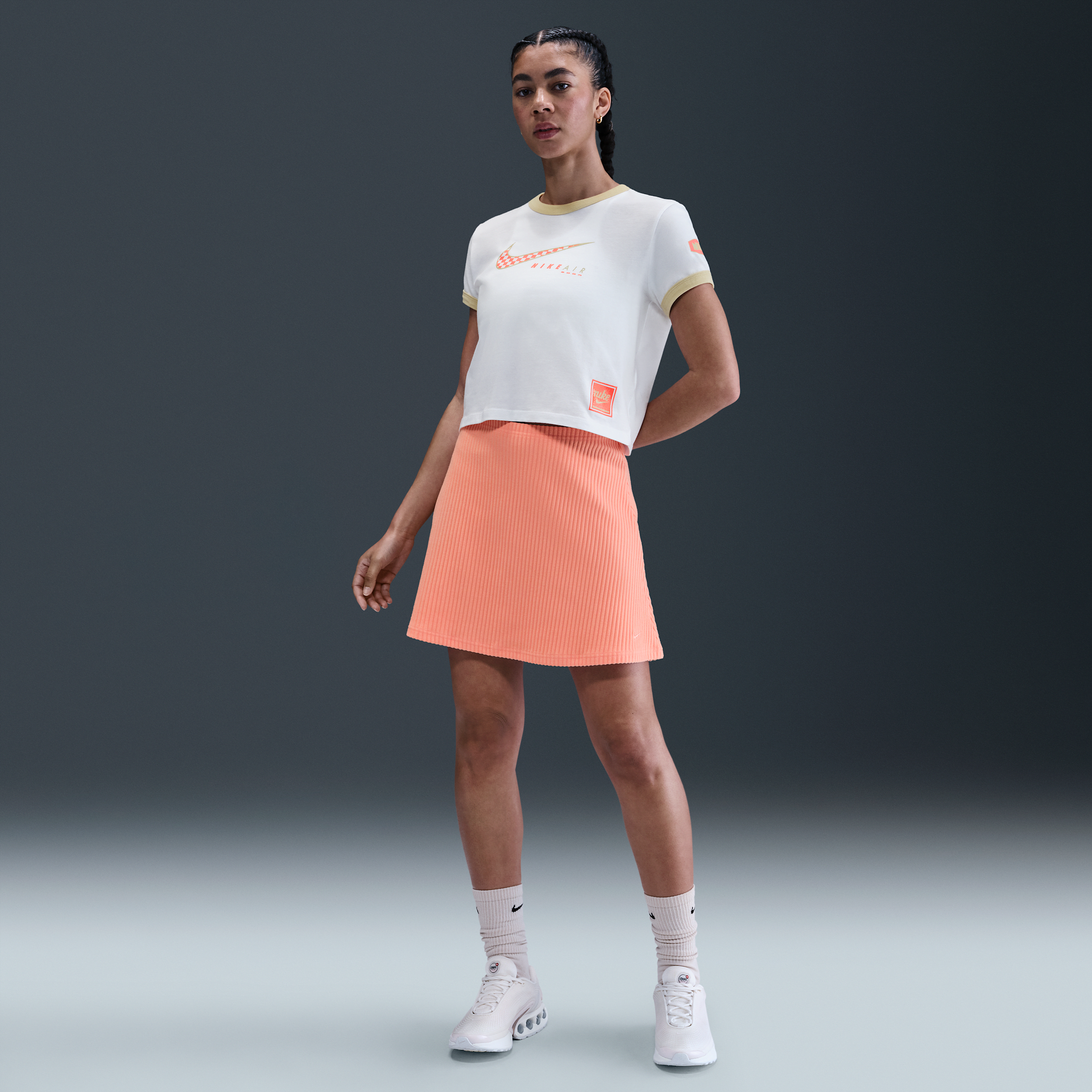 Nike Women's Sportswear Chill Knit Ribbed Mini Skirt In Orange