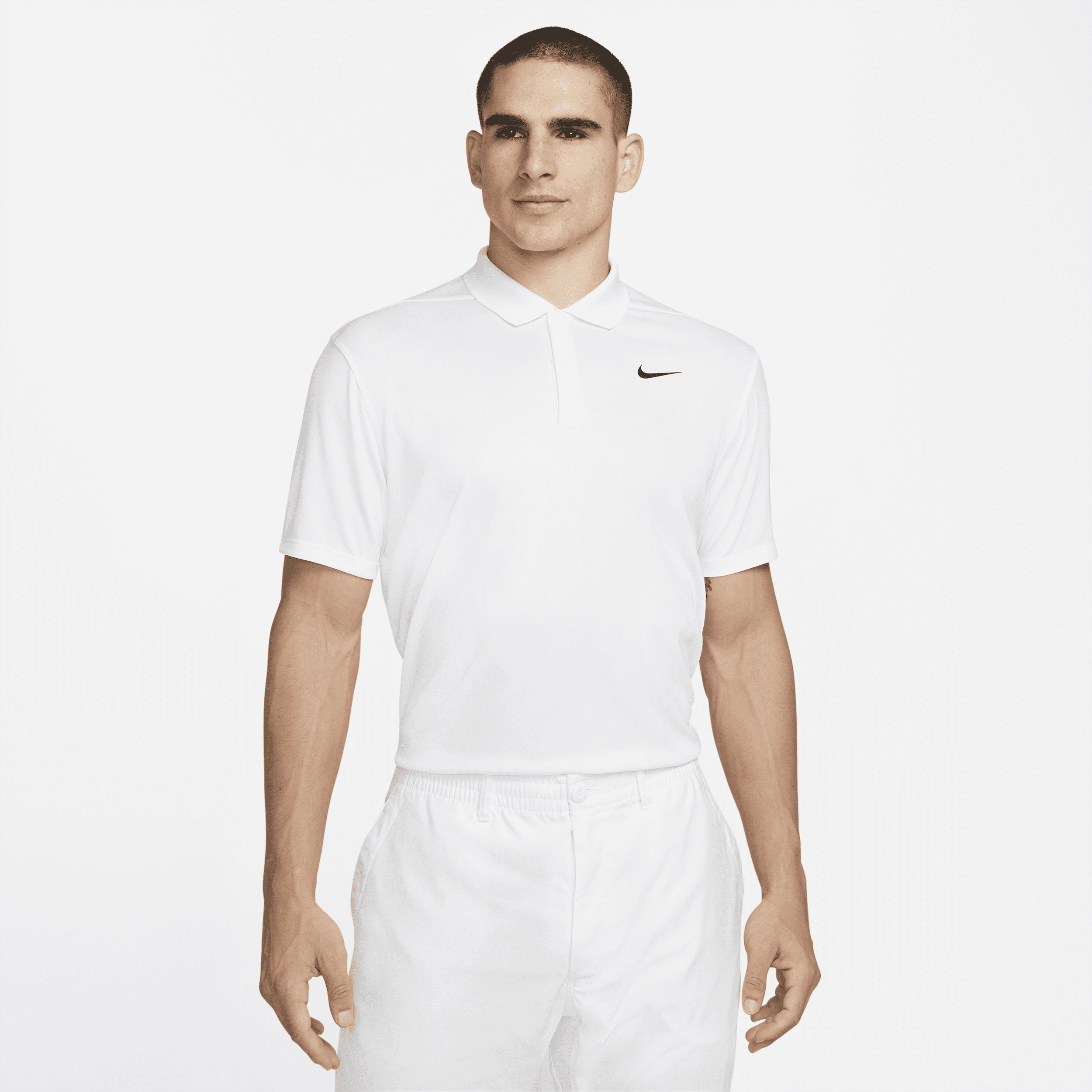 Nike Mens NikeCourt Dri-FIT Polo, Men's, Large, White/Black