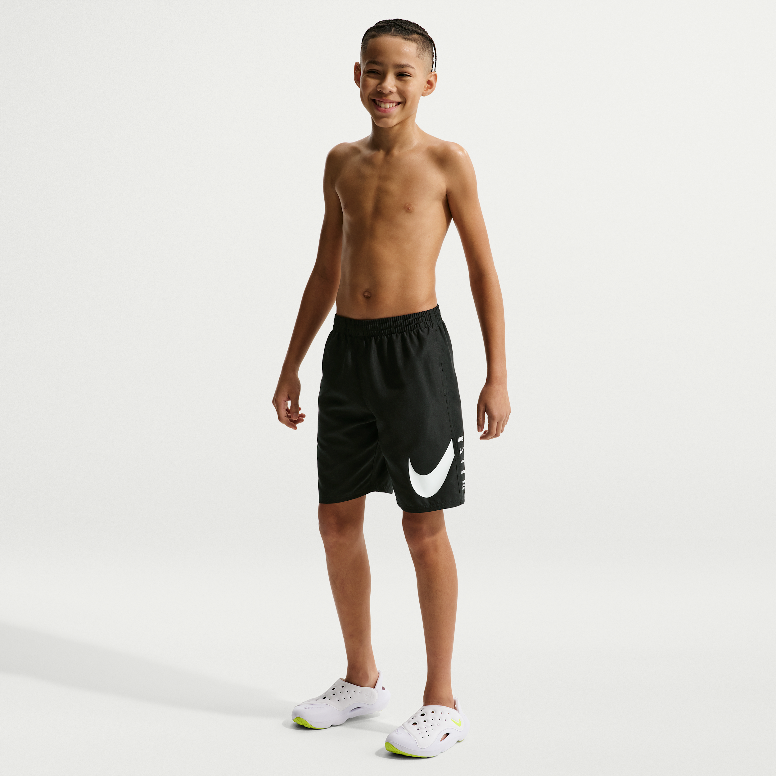 Nike Swim Breaker Big Kids' (Boys') 7" Brief-Lined Volley Short in Black | NESSG790-001