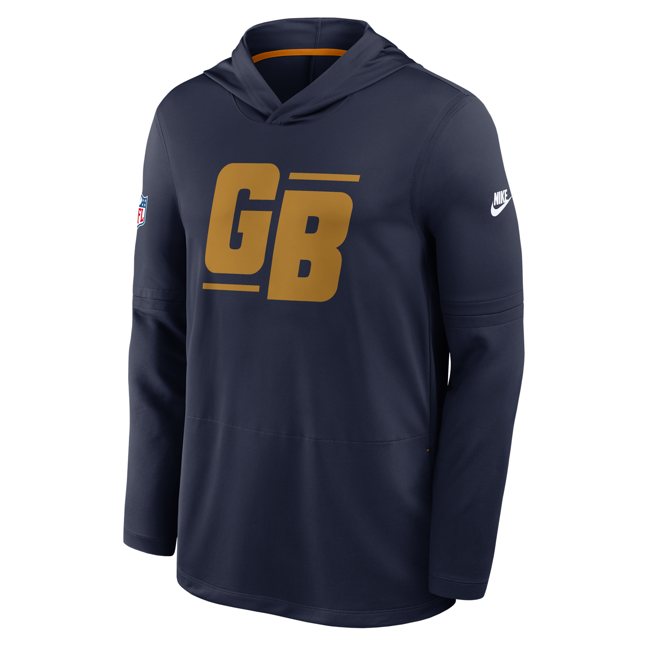 Green Bay Packers Alt Nike Men's Dri-FIT NFL Long-Sleeve Hooded Top in Blue | 03B90JF5Q7T-HHY