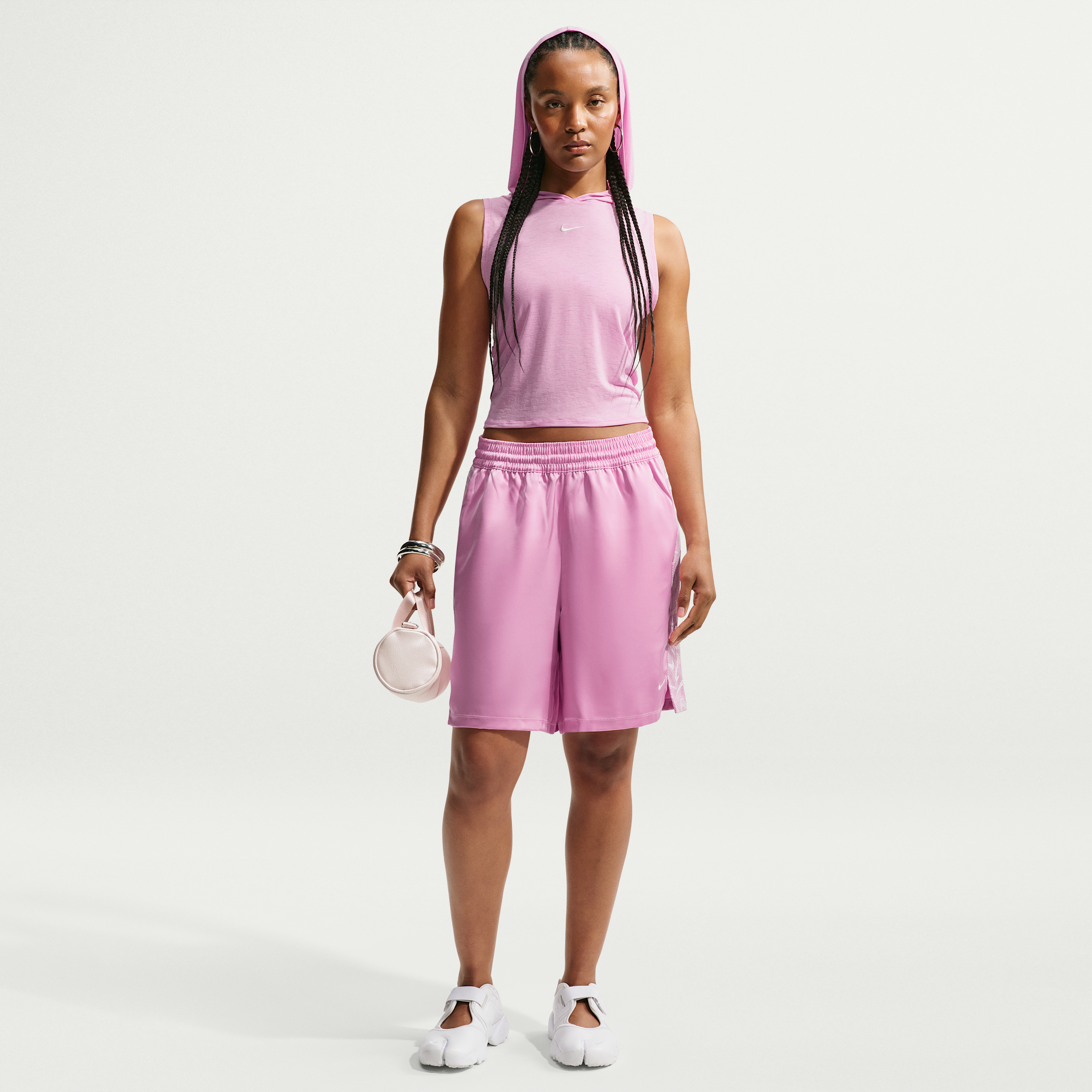 Women's Nike Sportswear Chill Lace Loose Mid-Rise Shorts in Pink | IM8385-621