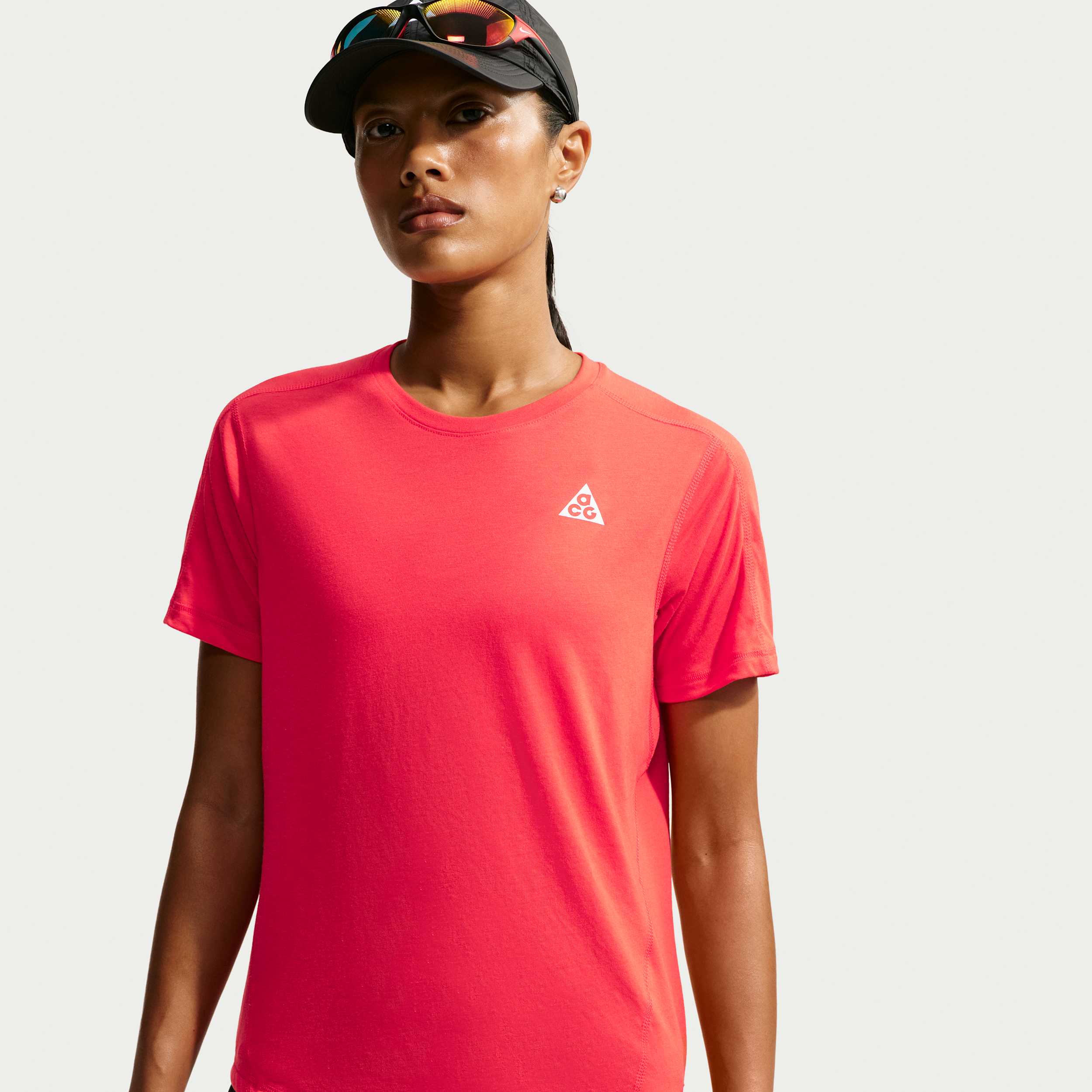 Women's Nike ACG Dri-FIT Short-Sleeve Trail Running Top in Red | IO9650-696
