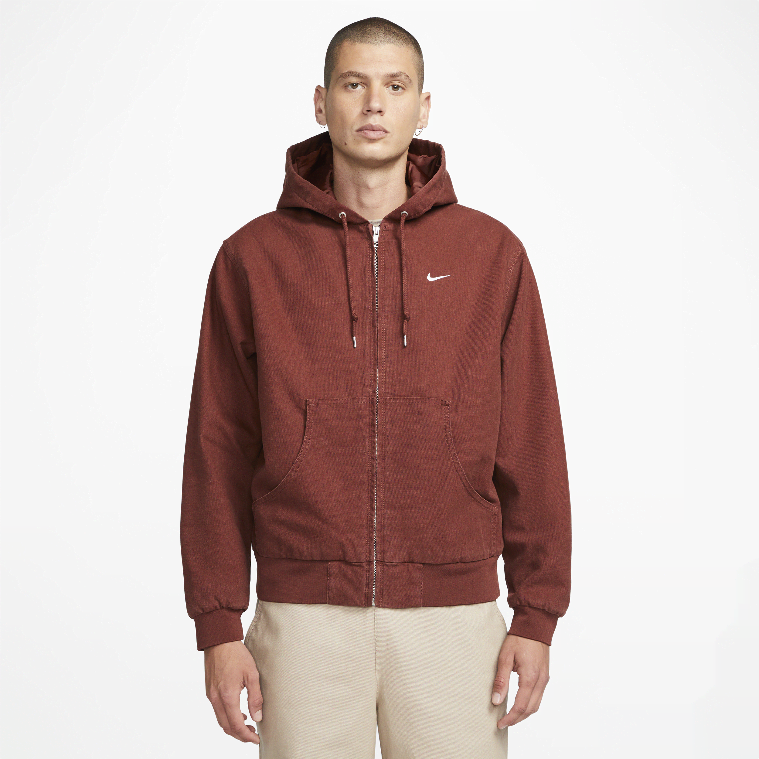 Nike Life Padded Hooded Jacket In Brown