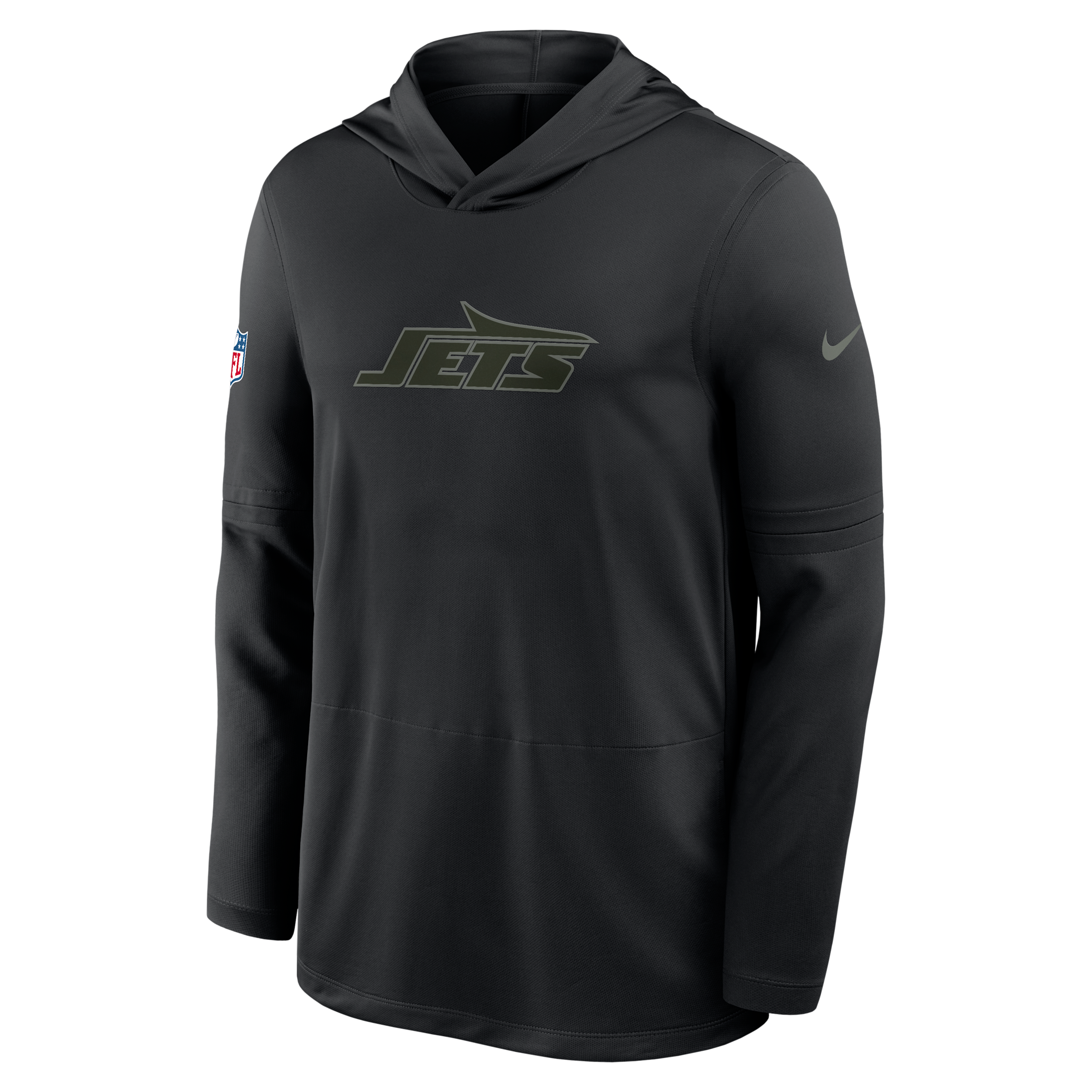 New York Jets Rivalries Collection Sideline Nike Men's Dri-FIT NFL Long-Sleeve Hooded Top in Black | 03B900A72-3NZ
