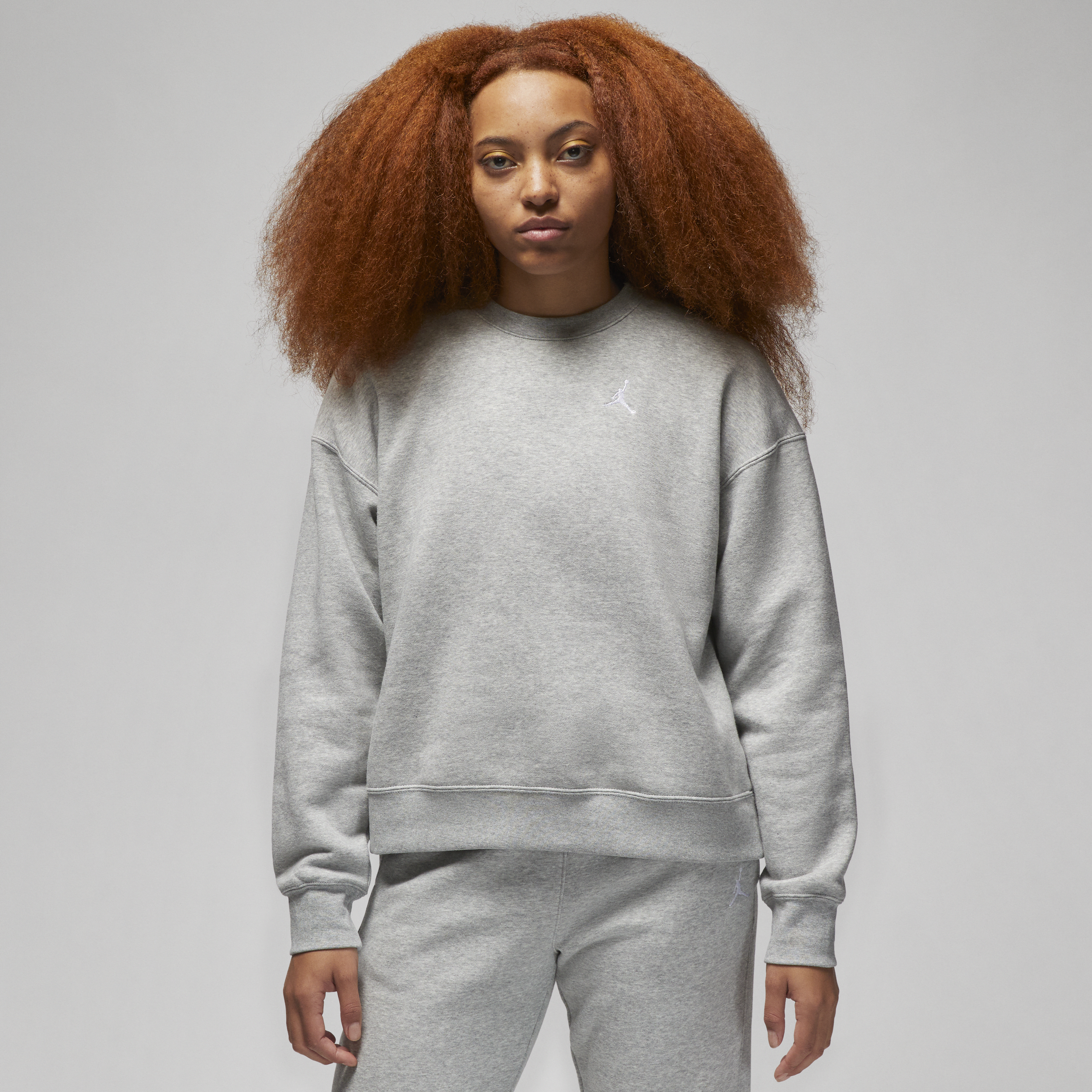 Shop Jordan Women's  Brooklyn Fleece Crewneck Sweatshirt In Grey