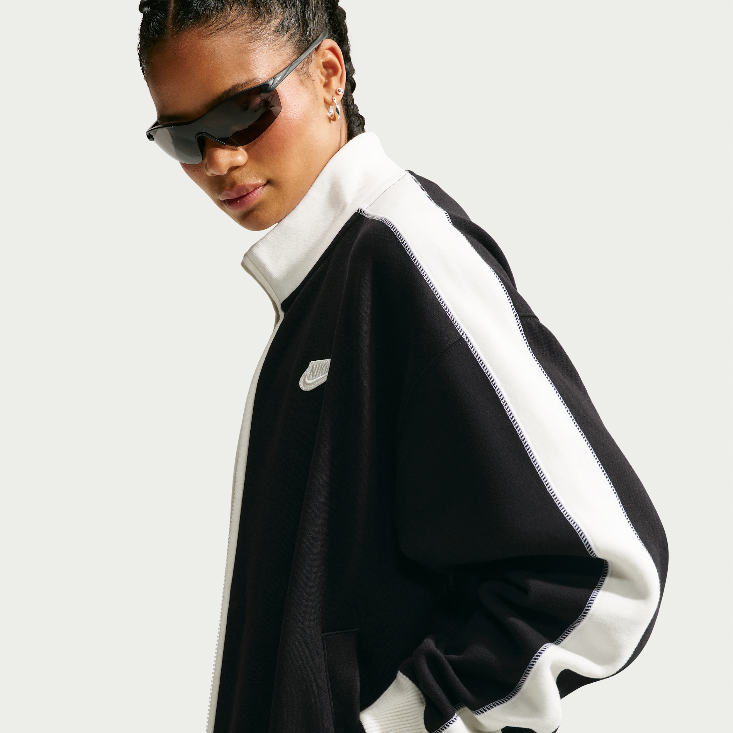 Nike Women's Studio Fleece Medium Weight "Nike Women's Run Club" Track Jacket in Black | IO2300-001