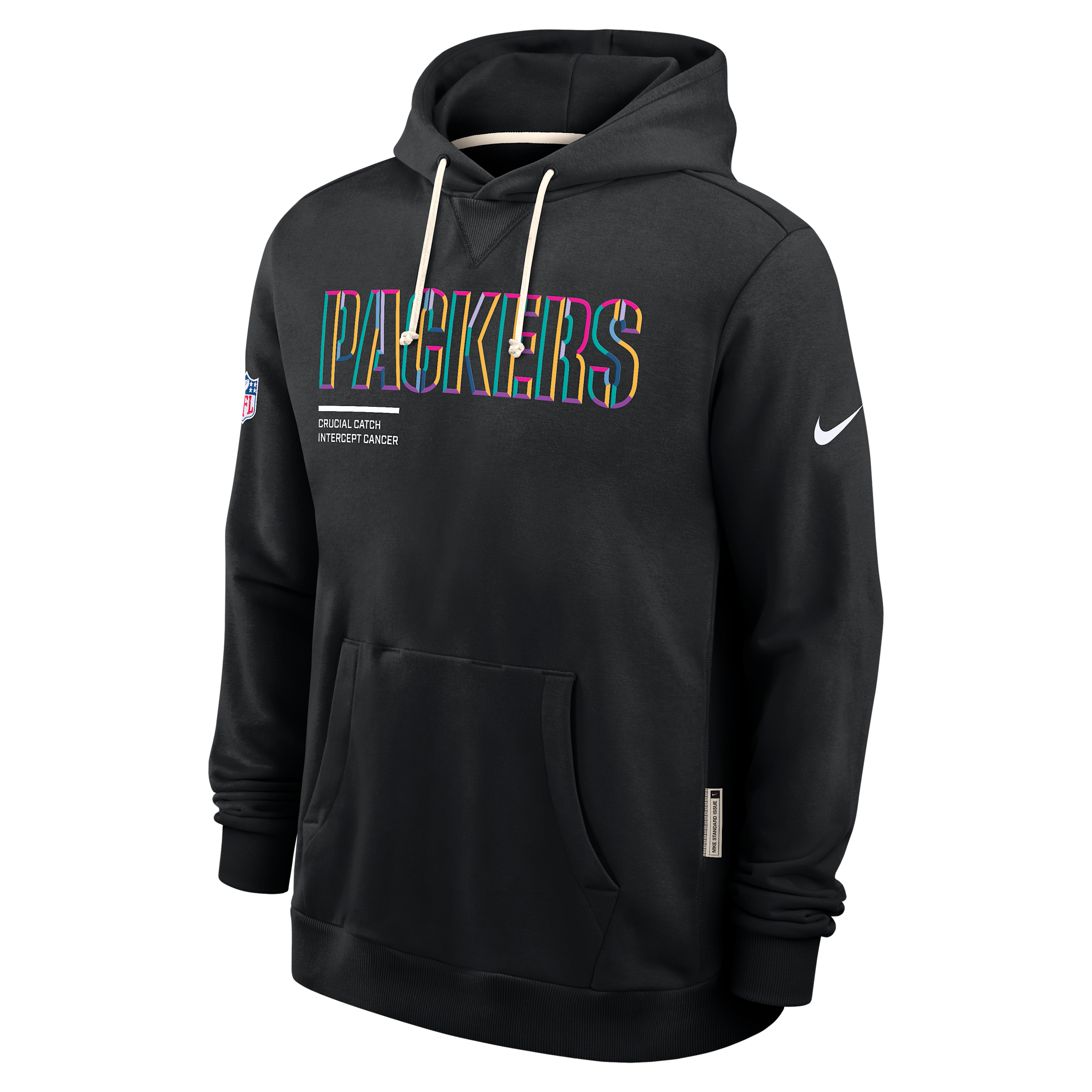Nike Green Bay Packers Crucial Catch Sideline  Men's Dri-fit Nfl Pullover Hoodie In Black
