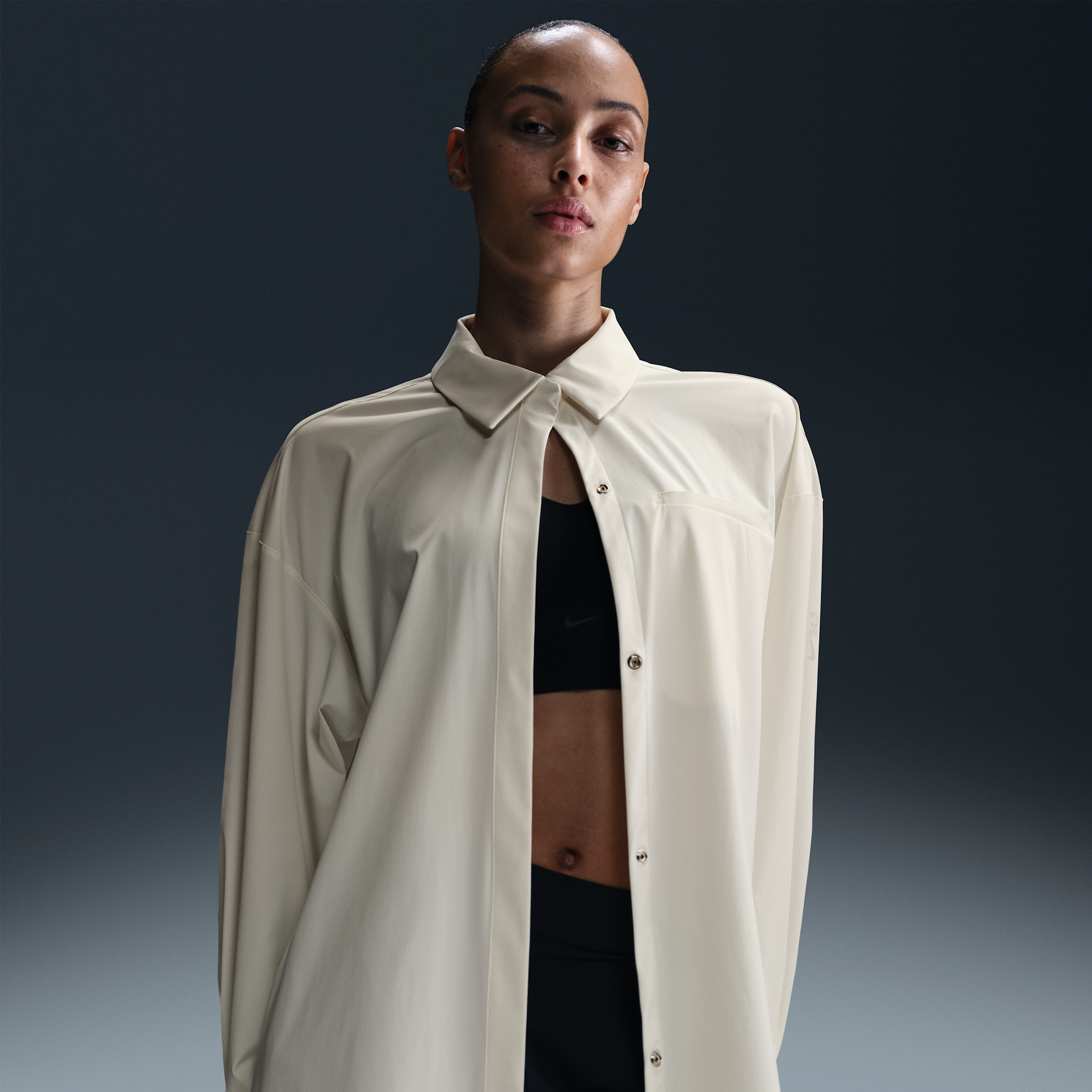 Nike Women's 24.7 Perfectstretch Dri-fit Oversized Long-sleeve Shirt In White