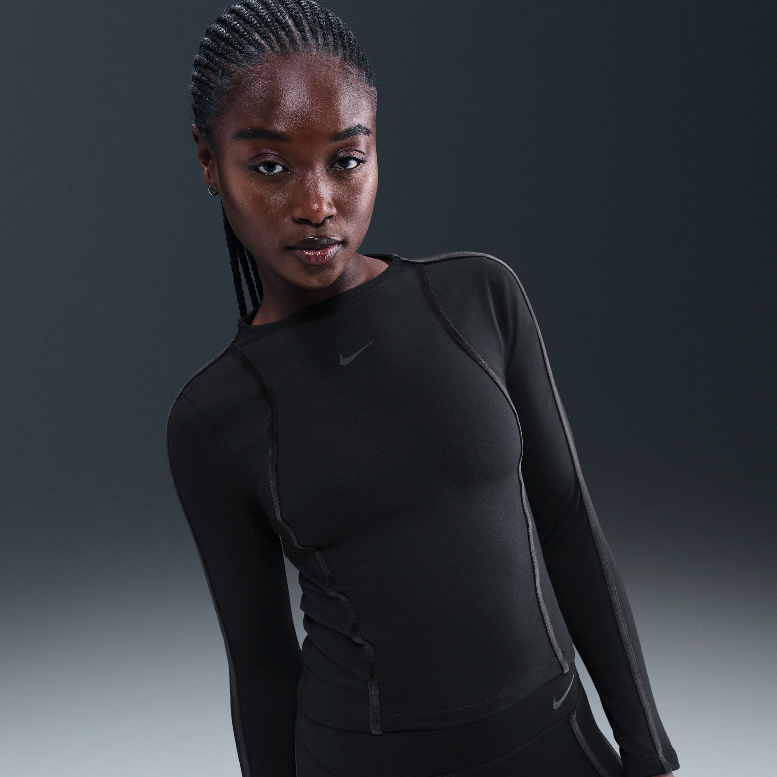 Nike Women's One Fitted Dri-fit Long-sleeve Top In Black
