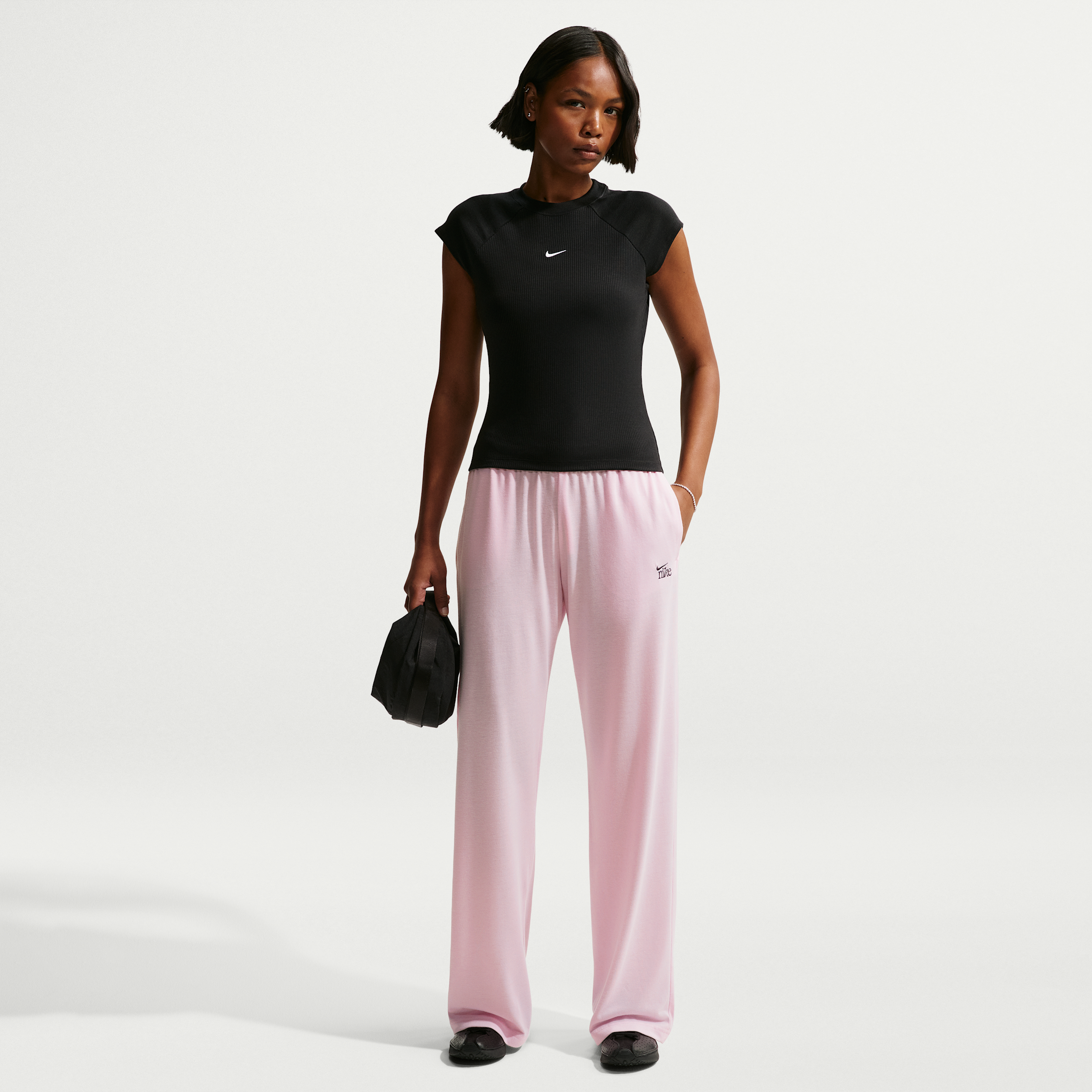 Nike Womens Drawstring Waist Lightweight Moisture Wicking Straight Low Rise Regular Fit Sweatpant, X-small, Pink