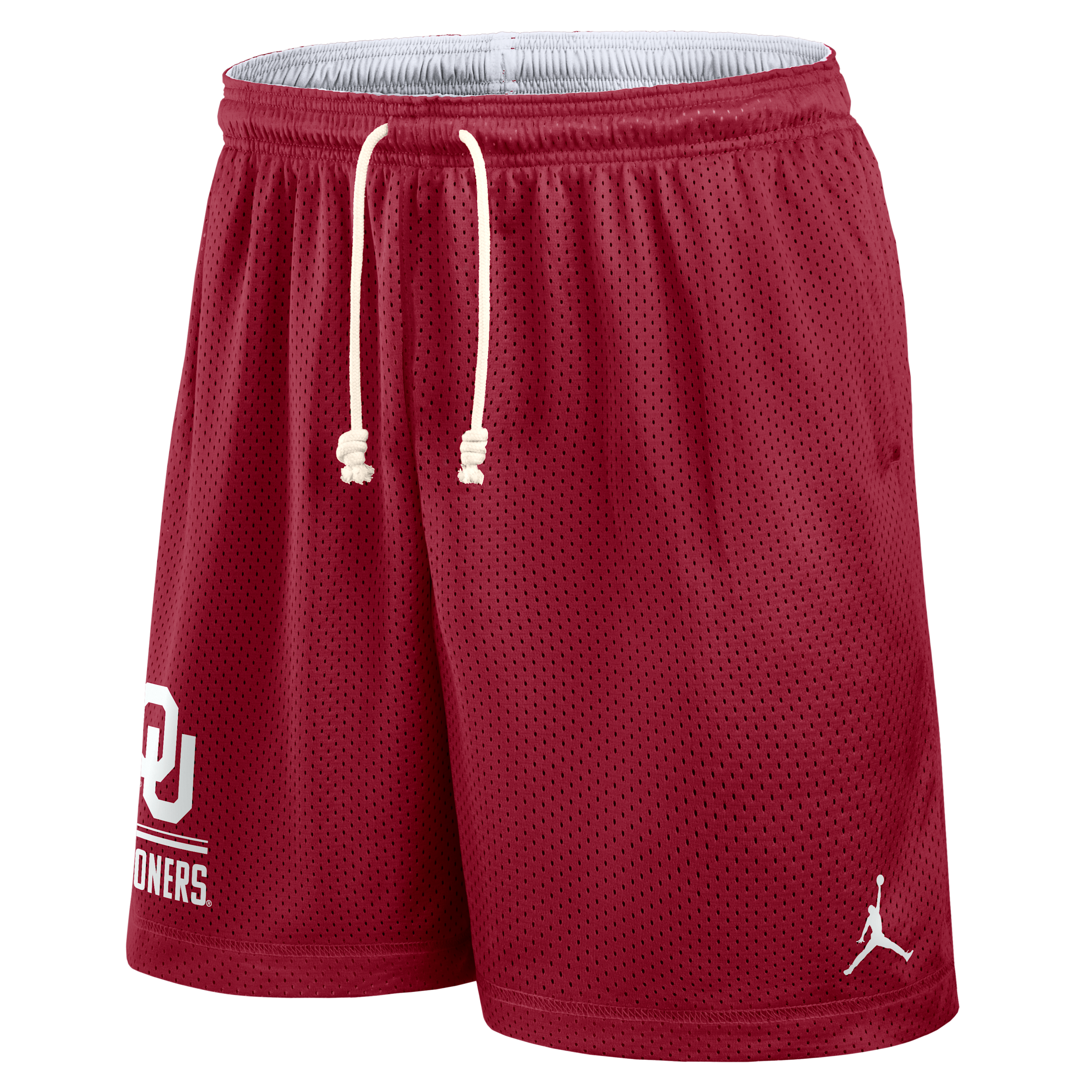 Men's Oklahoma Courtside Jordan Brand Dri-FIT College Reversible Shorts in Red | 0JBF99MIOKN-11C