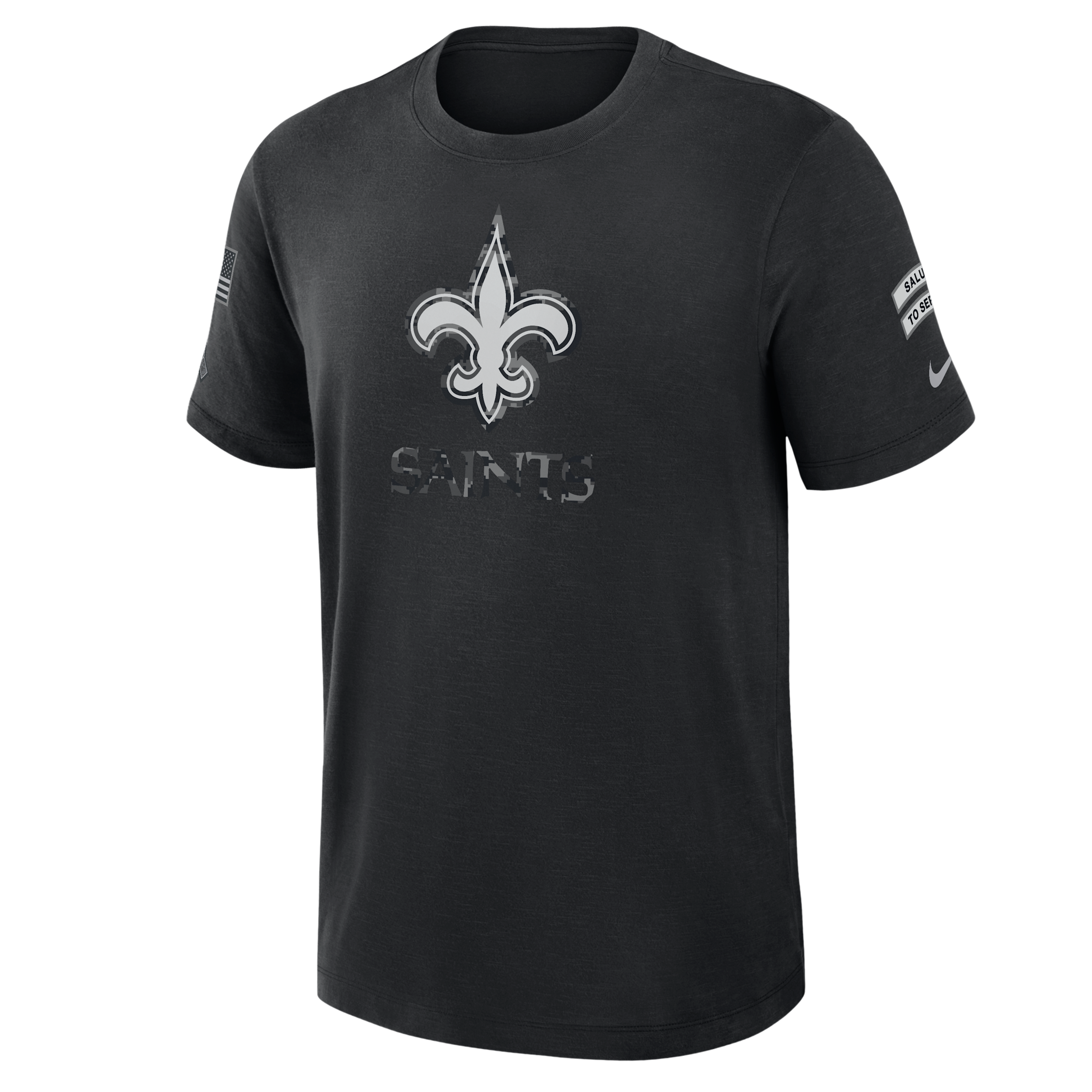 New Orleans Saints Salute to Service Slub Nike Men's Dri-FIT NFL T-Shirt in Black | 34900AA2M-AEG