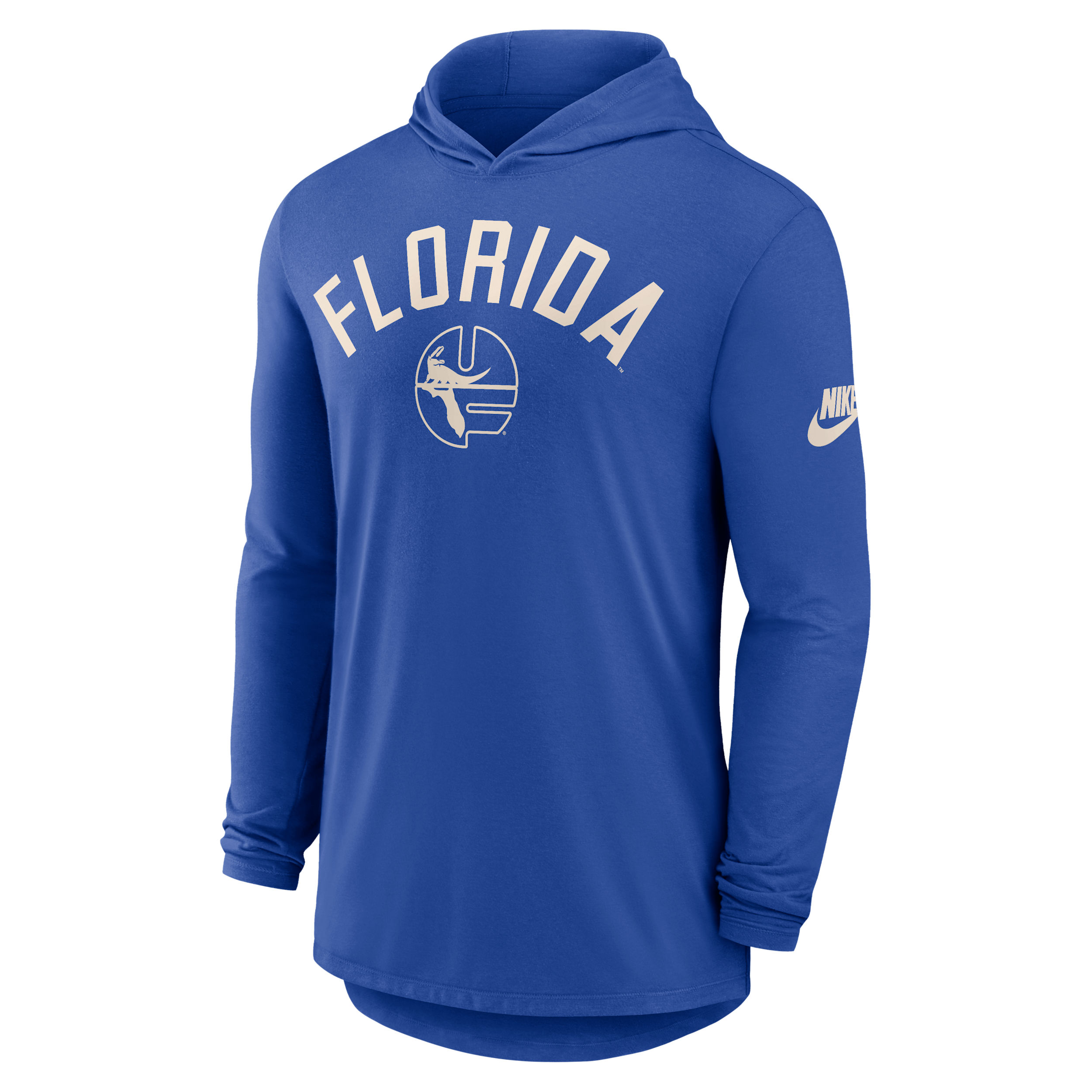 Florida Legacy Arch Nike Men's Dri-FIT College Long-Sleeve Hooded T-Shirt in Blue | 01NB4EVUFV-3HJ