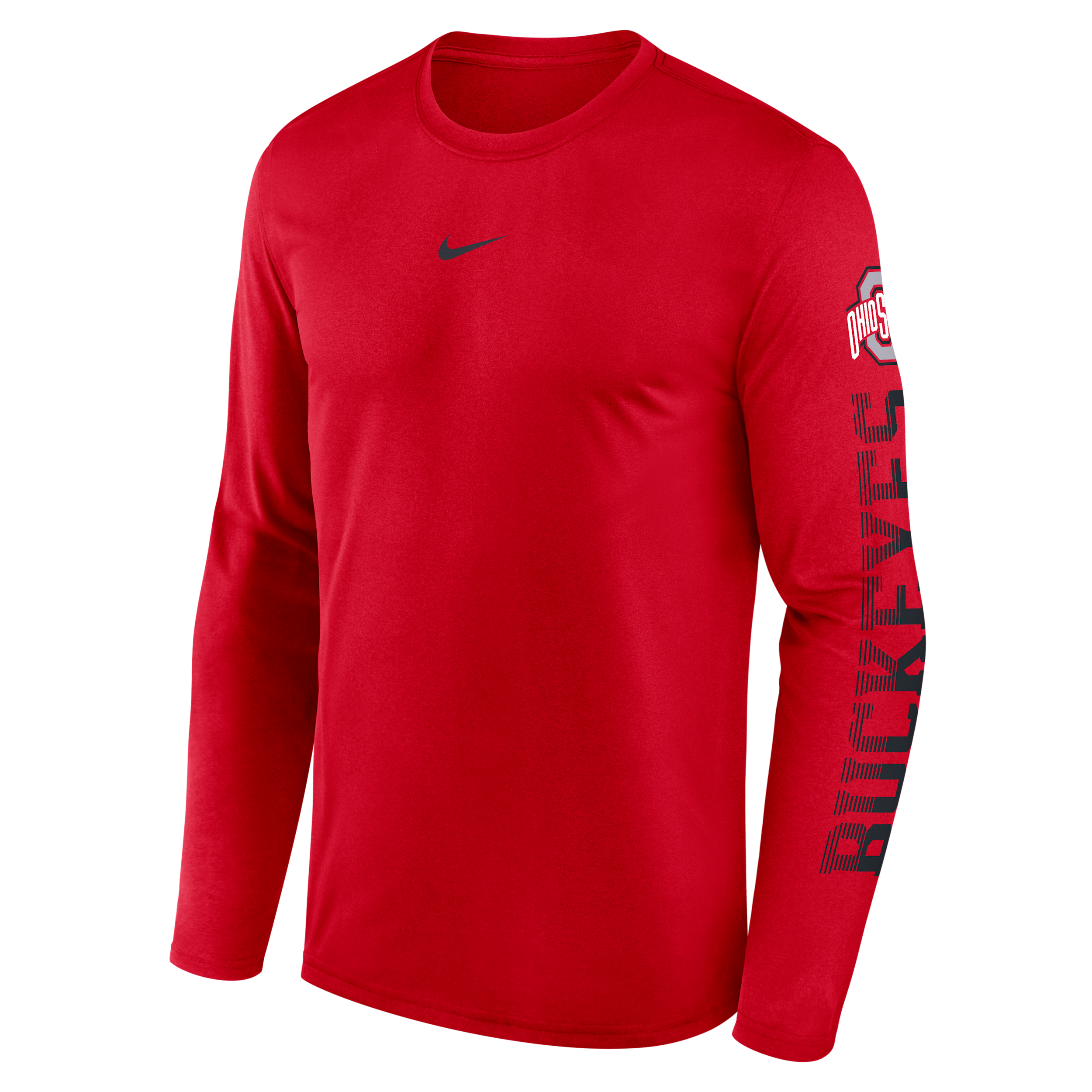 Nike Men's Scarlet Ohio State Buckeyes Primetime Logo Sleeve Legend Dri-fit Long Sleeve T-Shirt - Scarlet