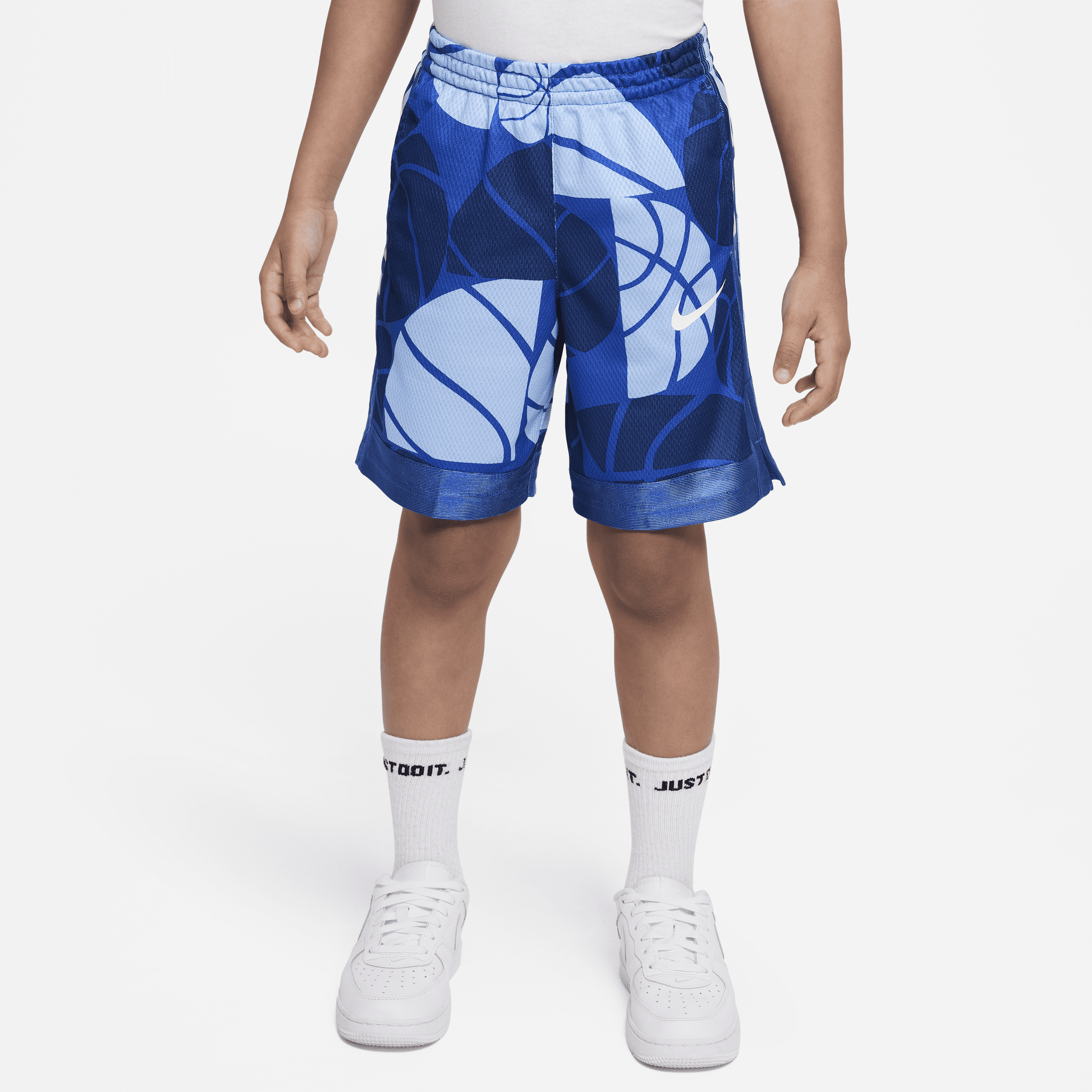 Shop Nike Dri-fit Elite Printed Shorts Little Kids' Shorts In Blue