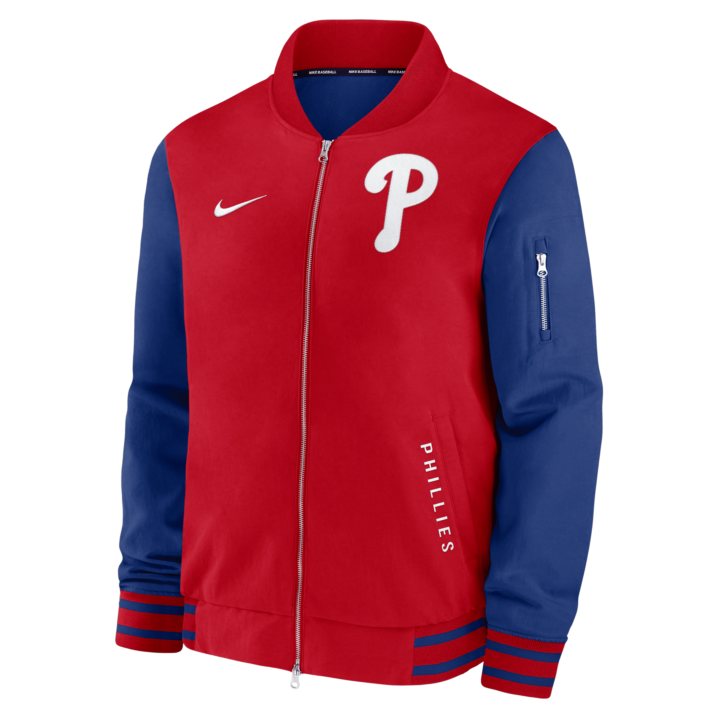 Nike Philadelphia Phillies Authentic Collection Dugout  Men's Mlb Full-zip Bomber Jacket In Red