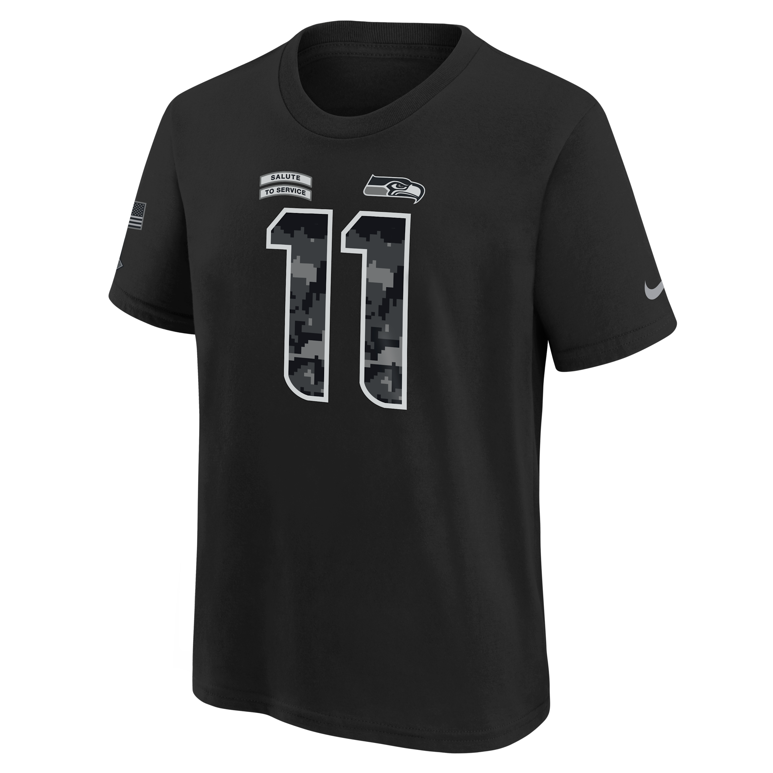 Nike Big Boys' and Girls' Jaxon Smith-Njigba Black Seattle Seahawks 2026 Salute to Service Name & Number T-Shirt - Black
