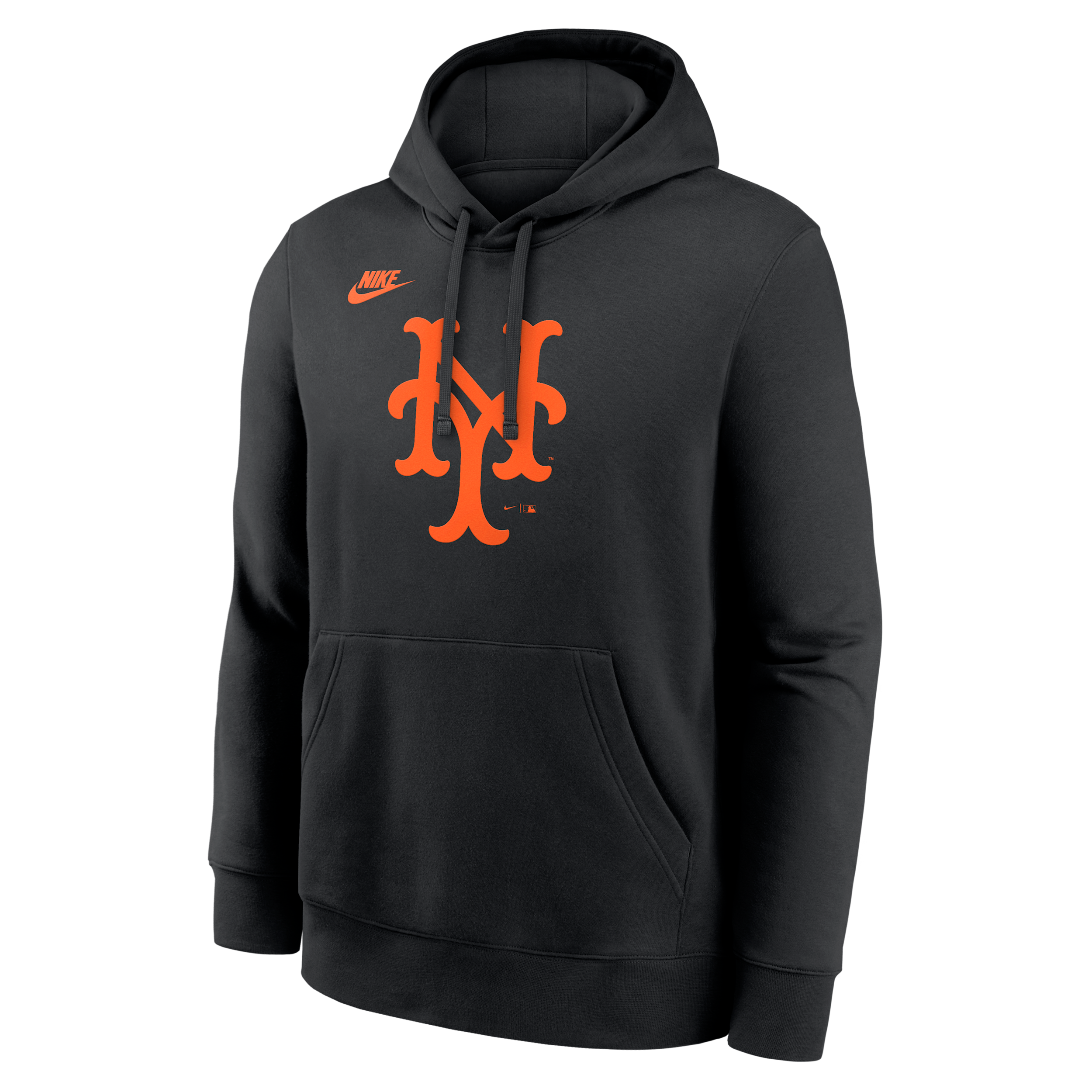 New York Mets Cooperstown Logo Club Nike Men's MLB Pullover Hoodie in Black | NKDK00AM98-9N3