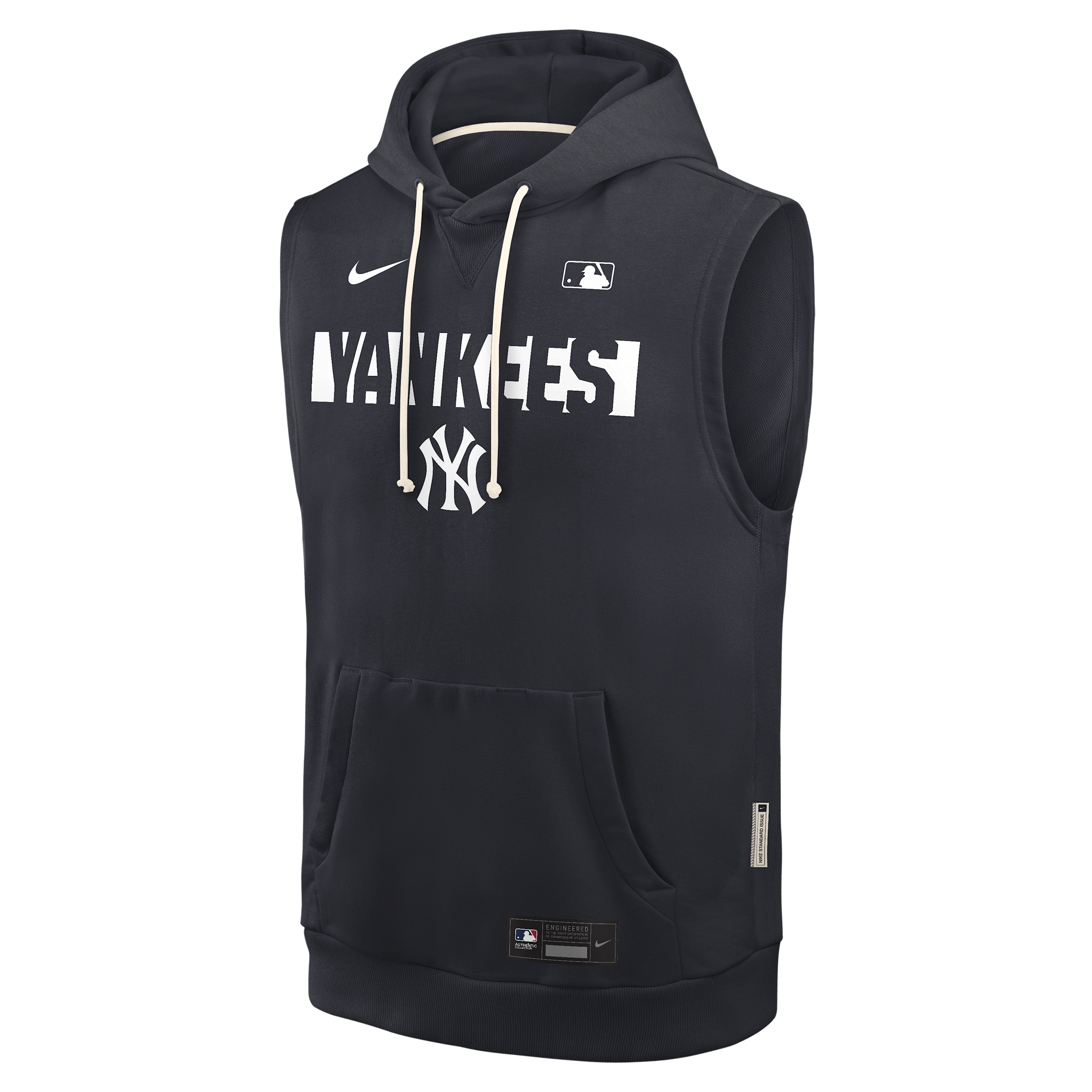 New York Yankees Authentic Collection Standard Issue Nike Men's Dri-FIT MLB Sleeveless Pullover Hoodie in Blue | 03B44FANK-4T2