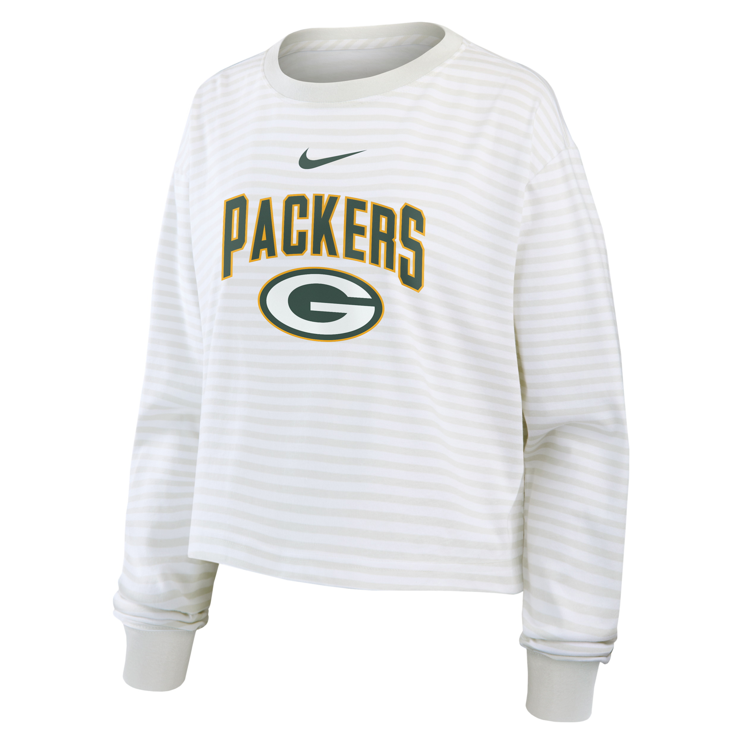 Green Bay Packers Primetime Nike Women's Cropped Long-Sleeve T-Shirt in White | 05KV0CEB7T-PFN