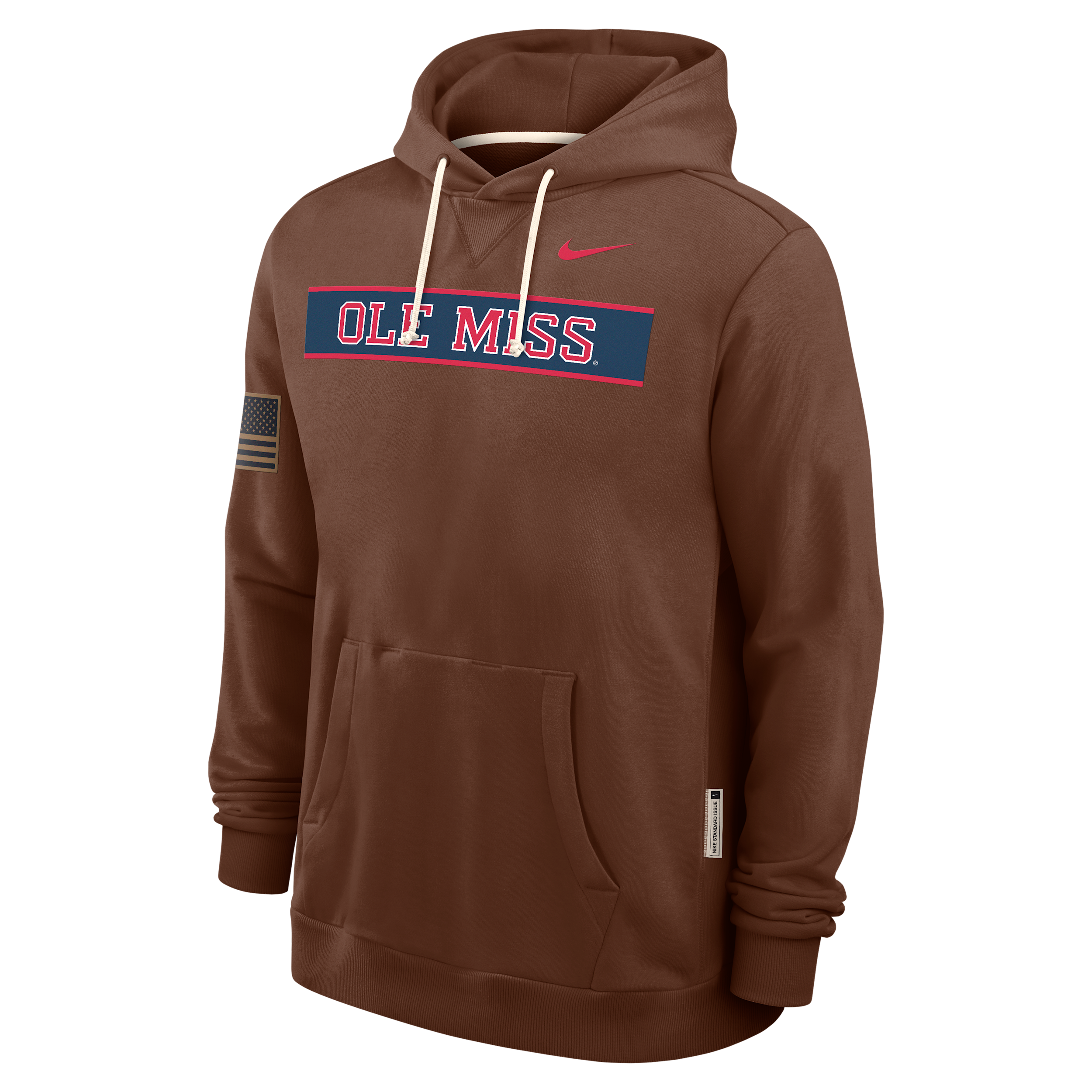 Ole Miss 2026 Military Appreciation Nike Men's Dri-FIT College Long-Sleeve Hooded Top in Brown | IV9896-255