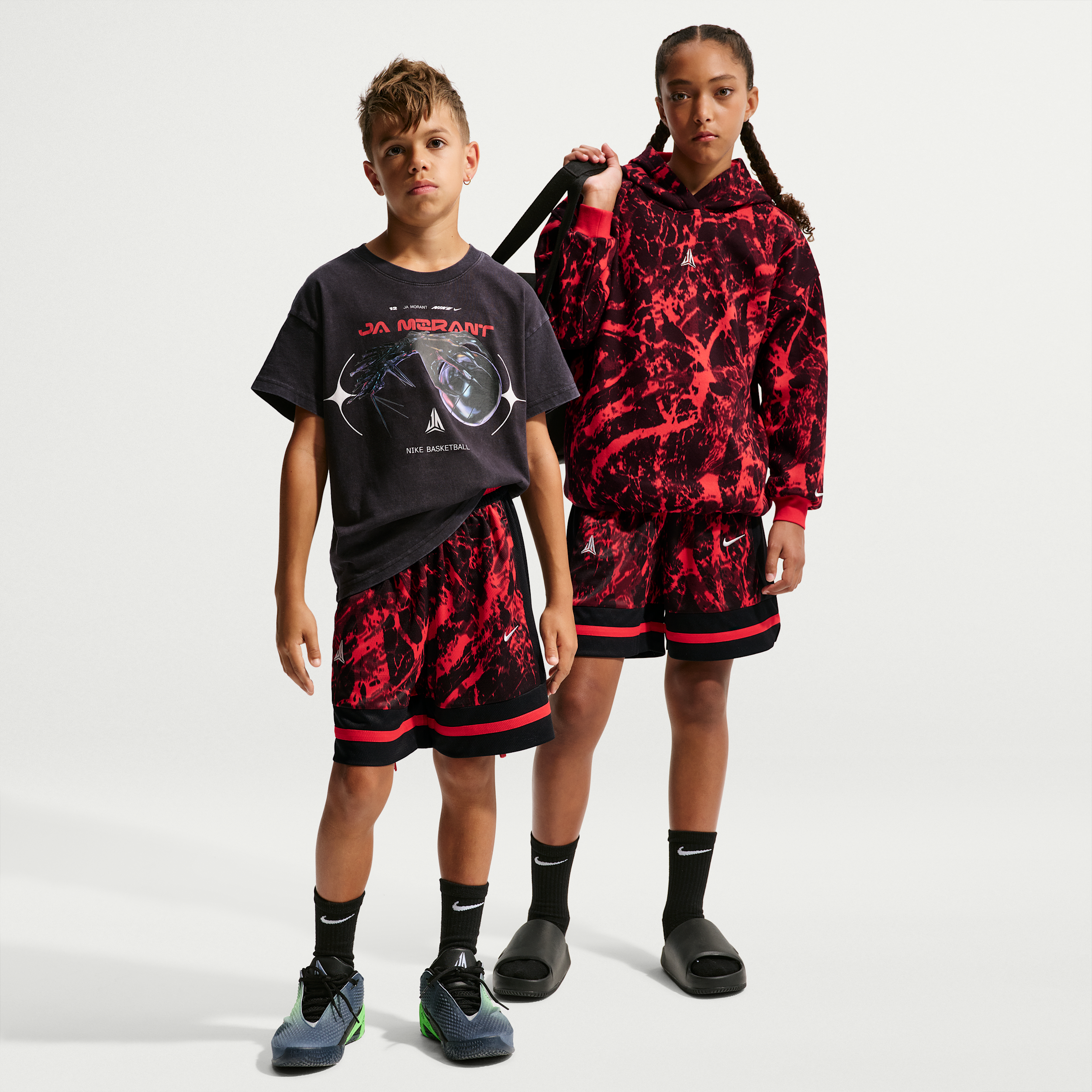 Nike Kids' Ja Morant Dri-FIT Printed Game Short, XS, Black/University Red