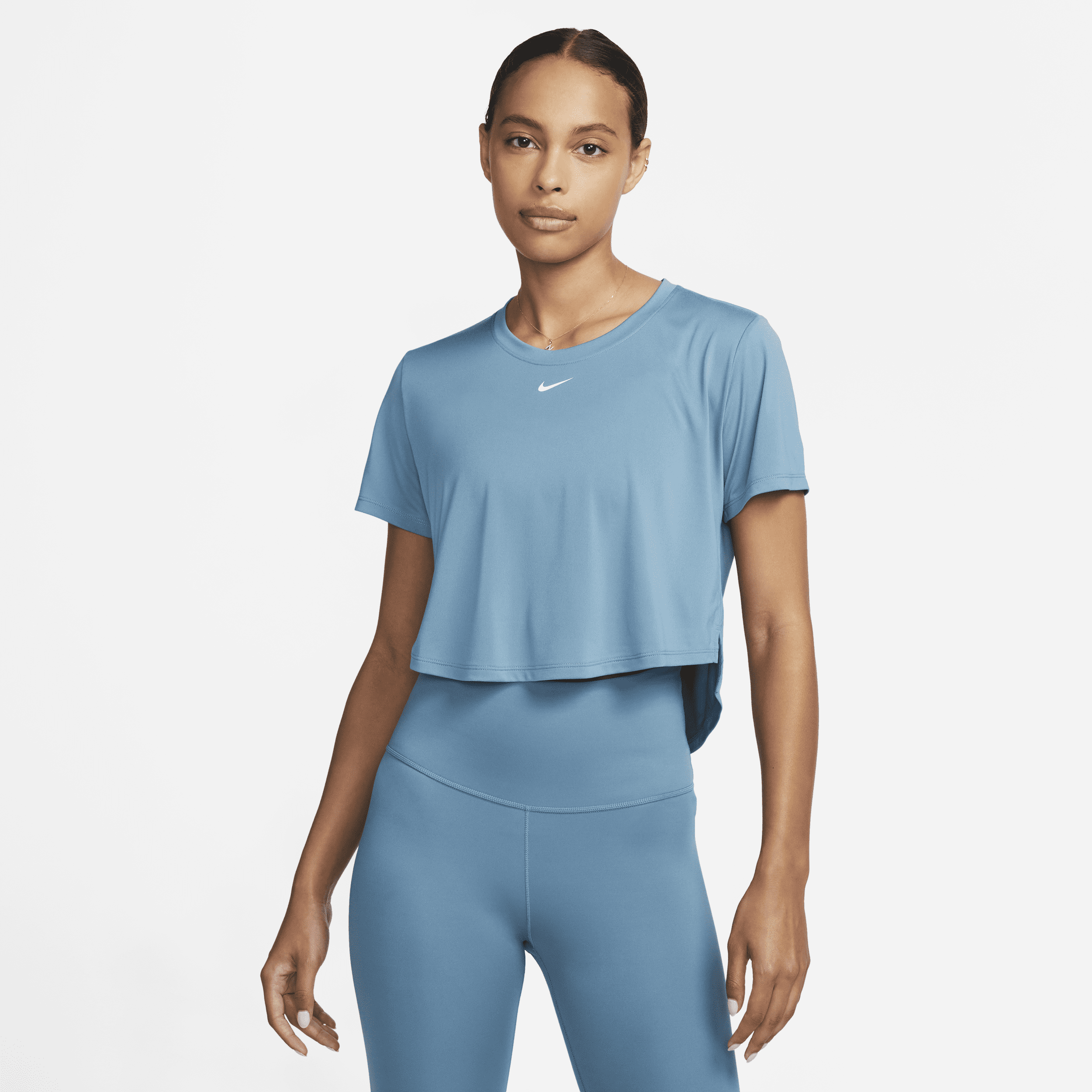 Nike Women's Dri-fit One Standard Fit Short-sleeve Cropped Top In Blue