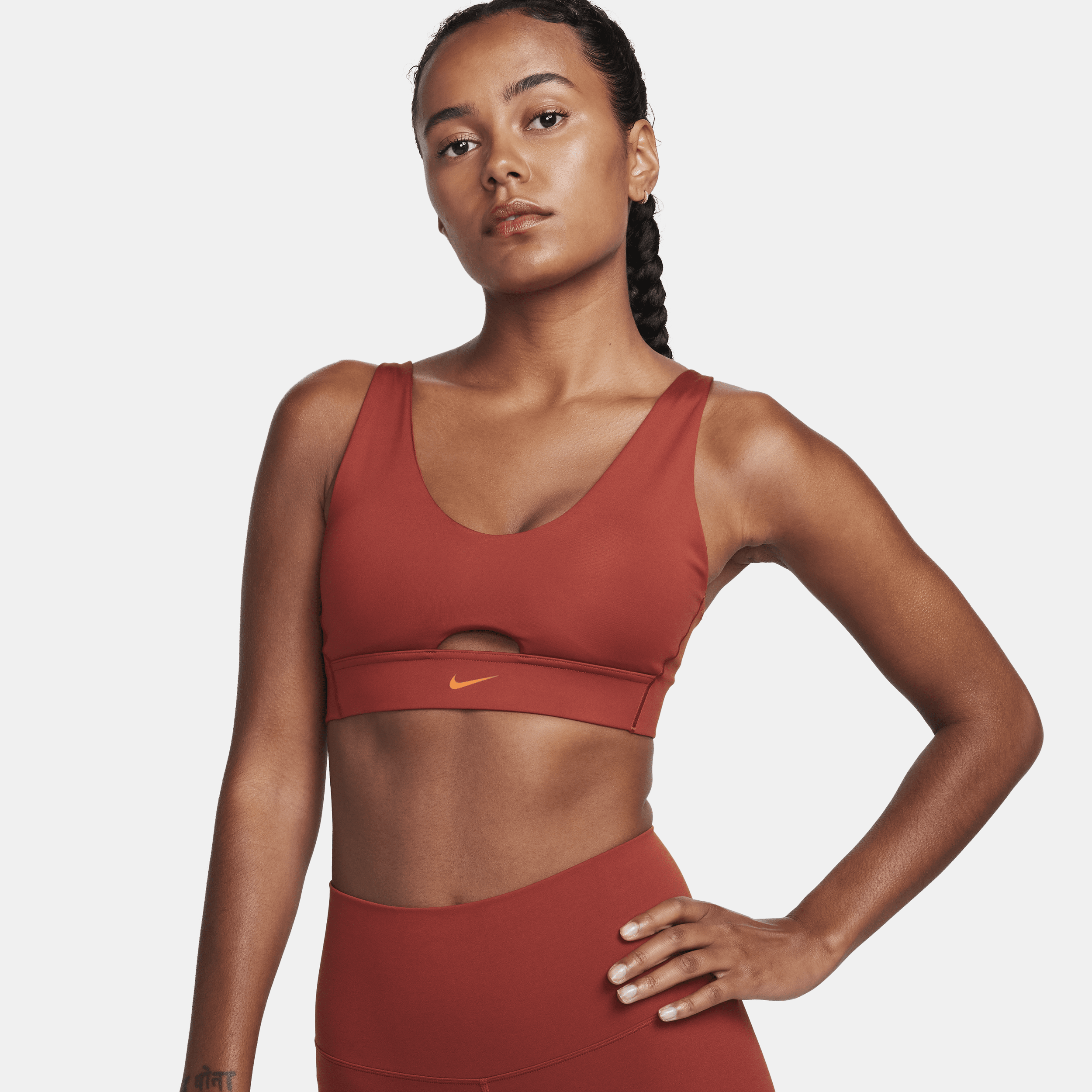 Nike Women's Indy Plunge Cutout Medium-support Padded Sports Bra In Orange