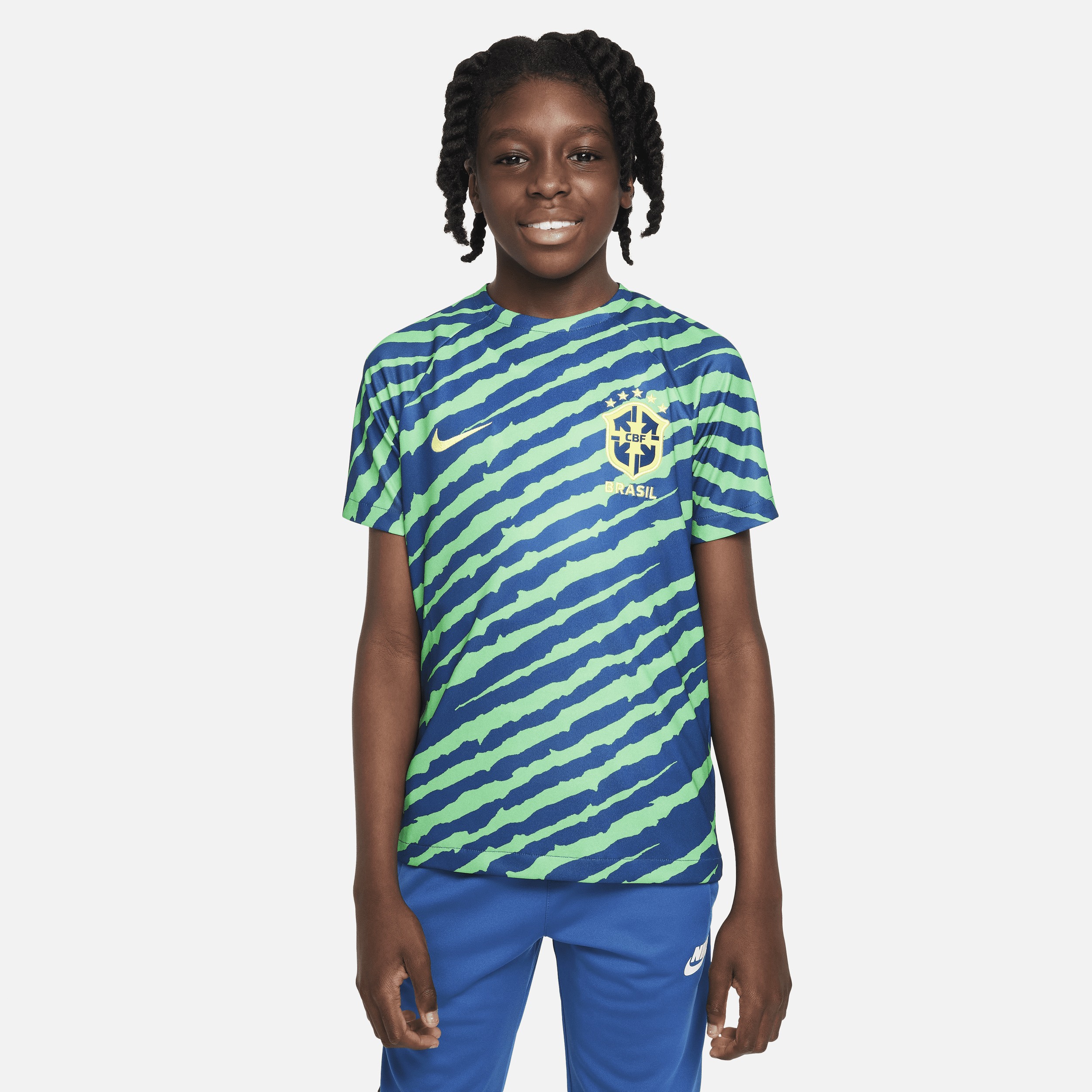 Nike Brazil Big Kids'  Dri-fit Pre-match Soccer Top In Blue