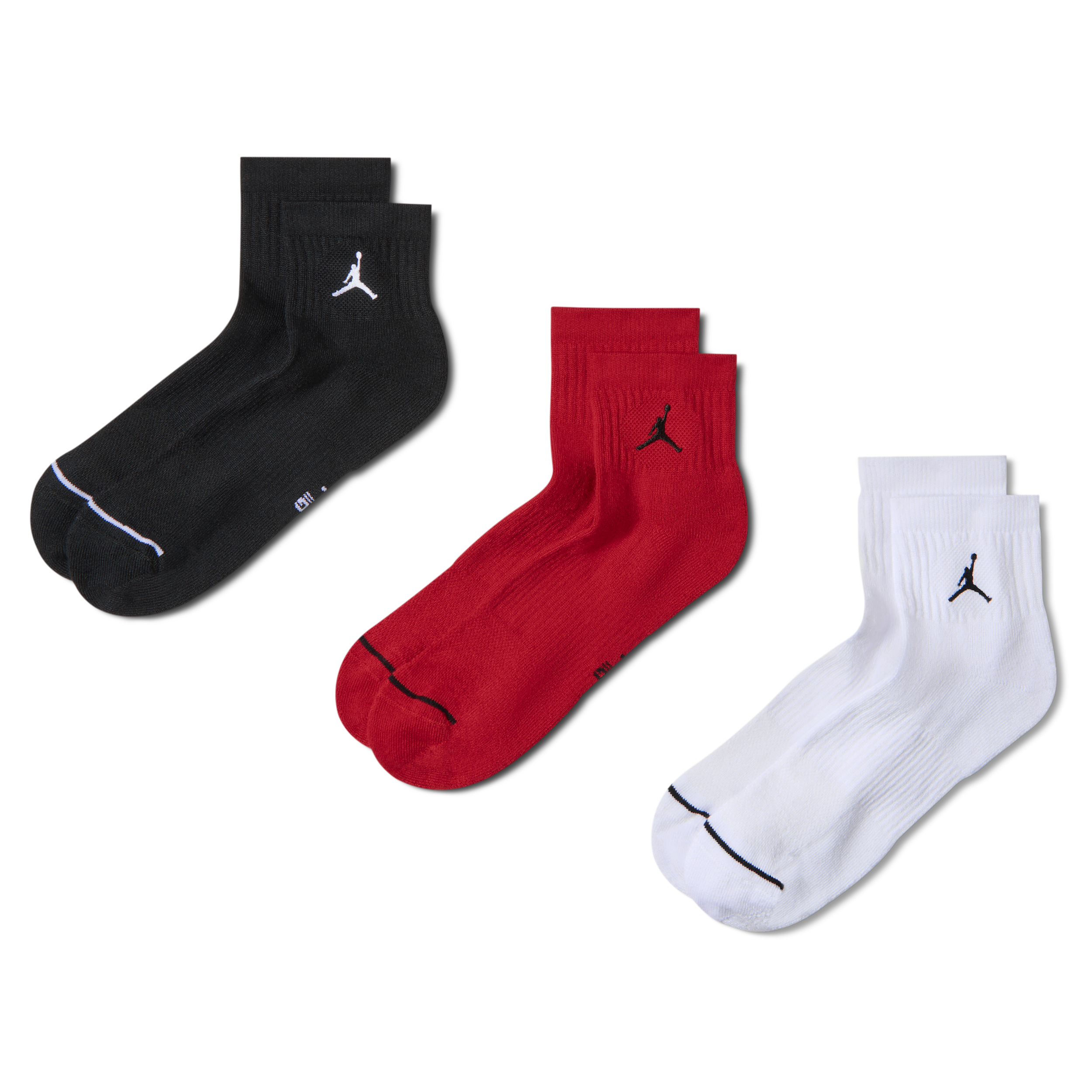 Jordan Everyday Ankle Socks - 3 Pack, Men's, XL, Black/White/Gym Red