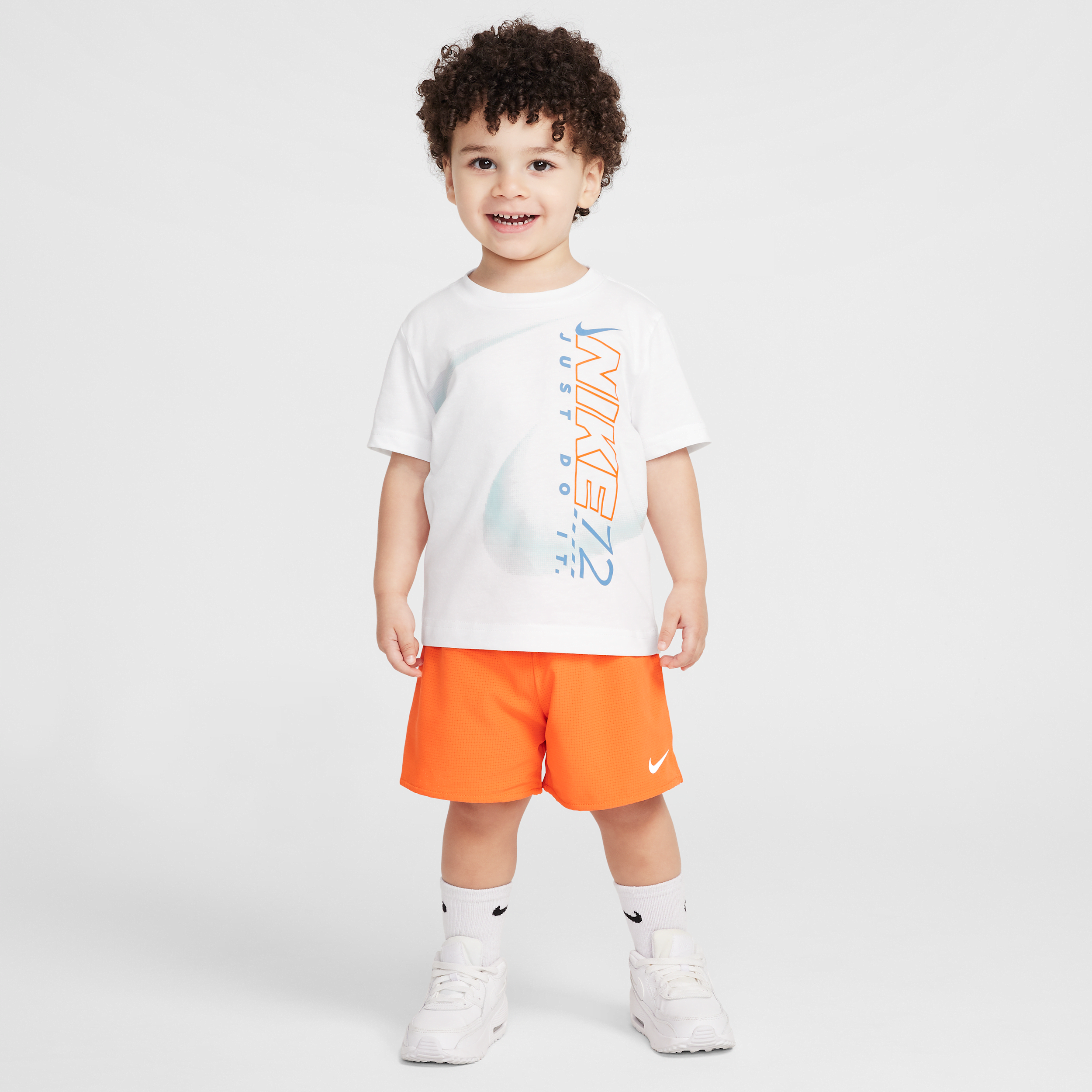 Nike Dri-fit Toddler Rhythm 2-piece Mesh Shorts Set In Orange
