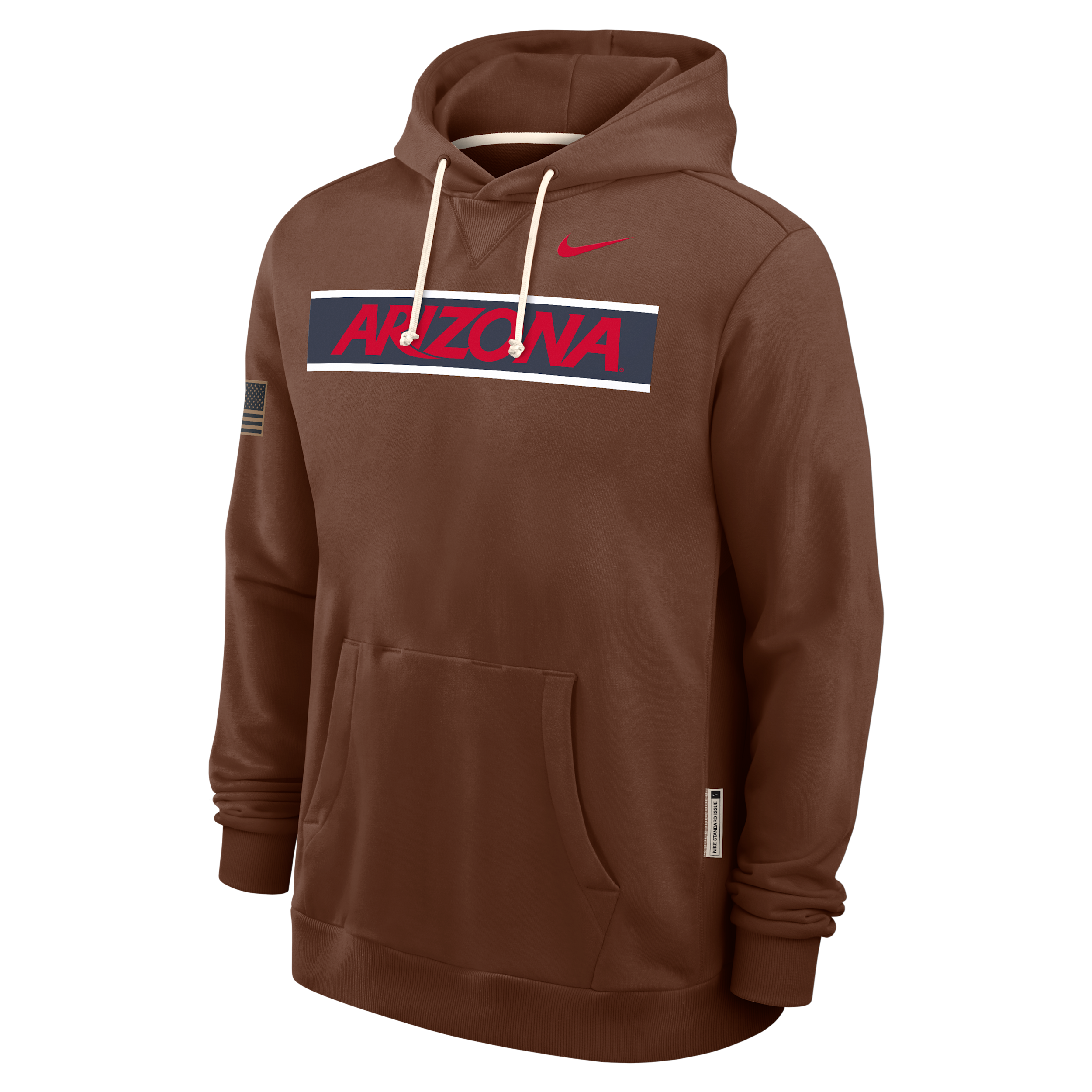 Arizona 2026 Military Appreciation Standard Issue Nike Men's Dri-FIT College Pullover Hoodie in Brown | 03AZ2GYUAN-4EB