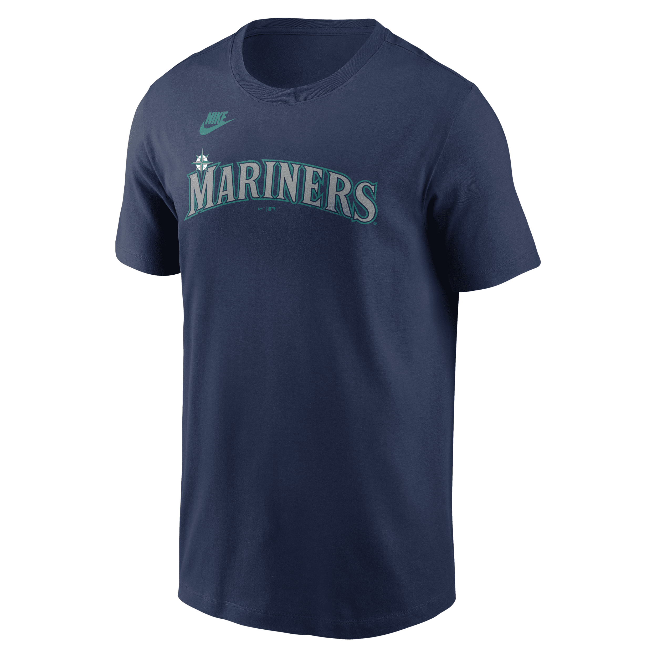 Nike Seattle Mariners Men's Swoosh Wordmark T-shirt In Blue
