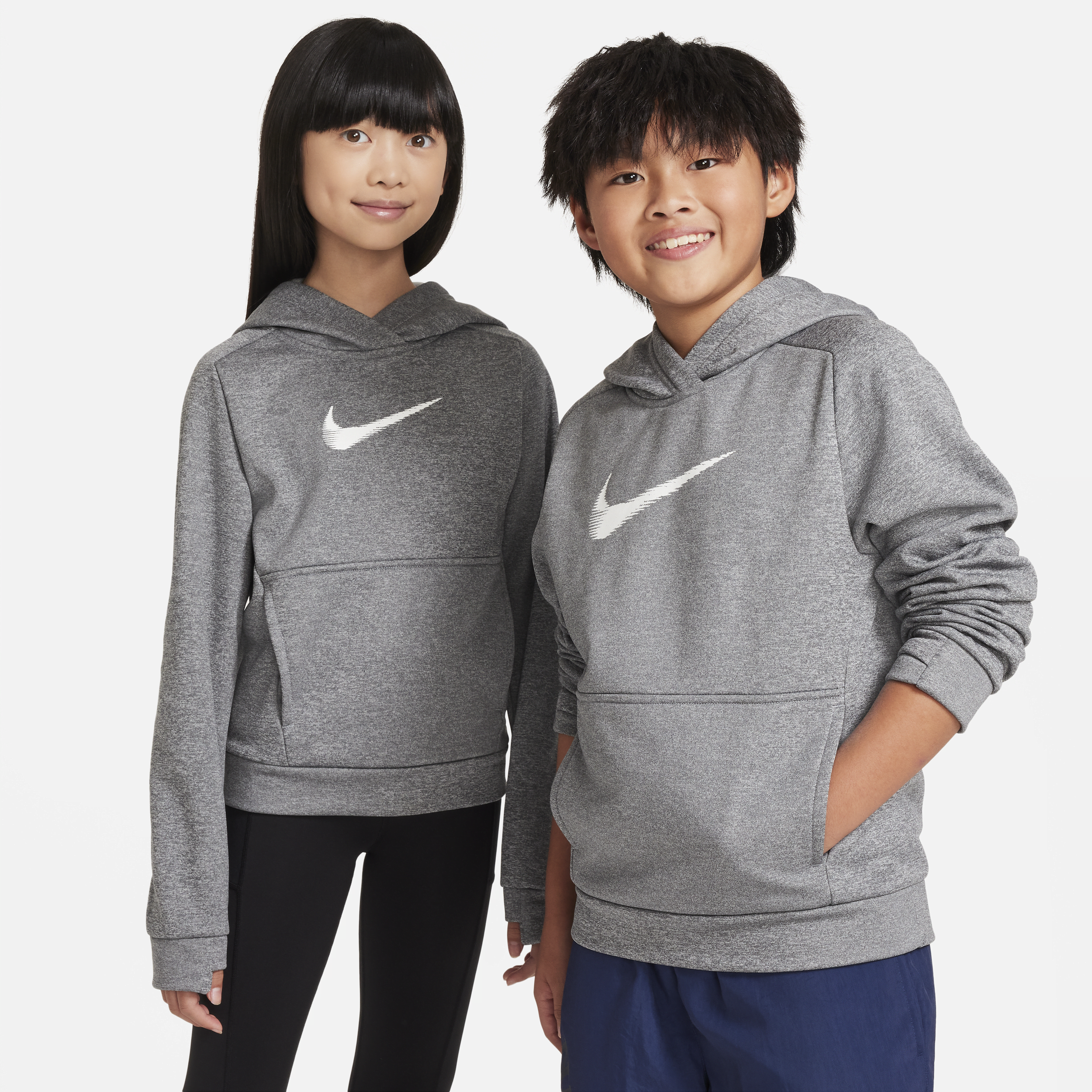 Nike Multi+ Big Kids' Therma-fit Pullover Hoodie In Grey