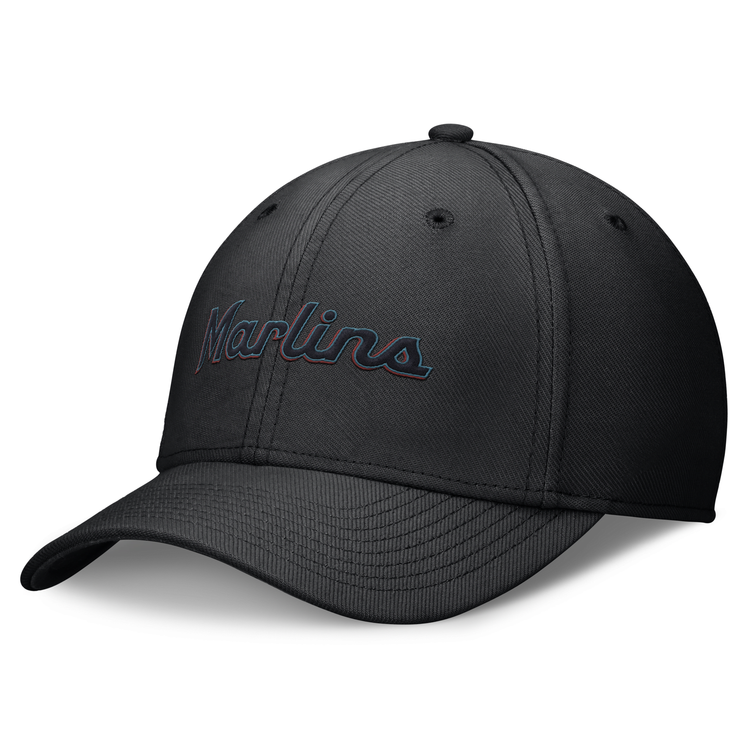 Nike Miami Marlins Evergreen Swoosh  Men's Dri-fit Mlb Hat In Black