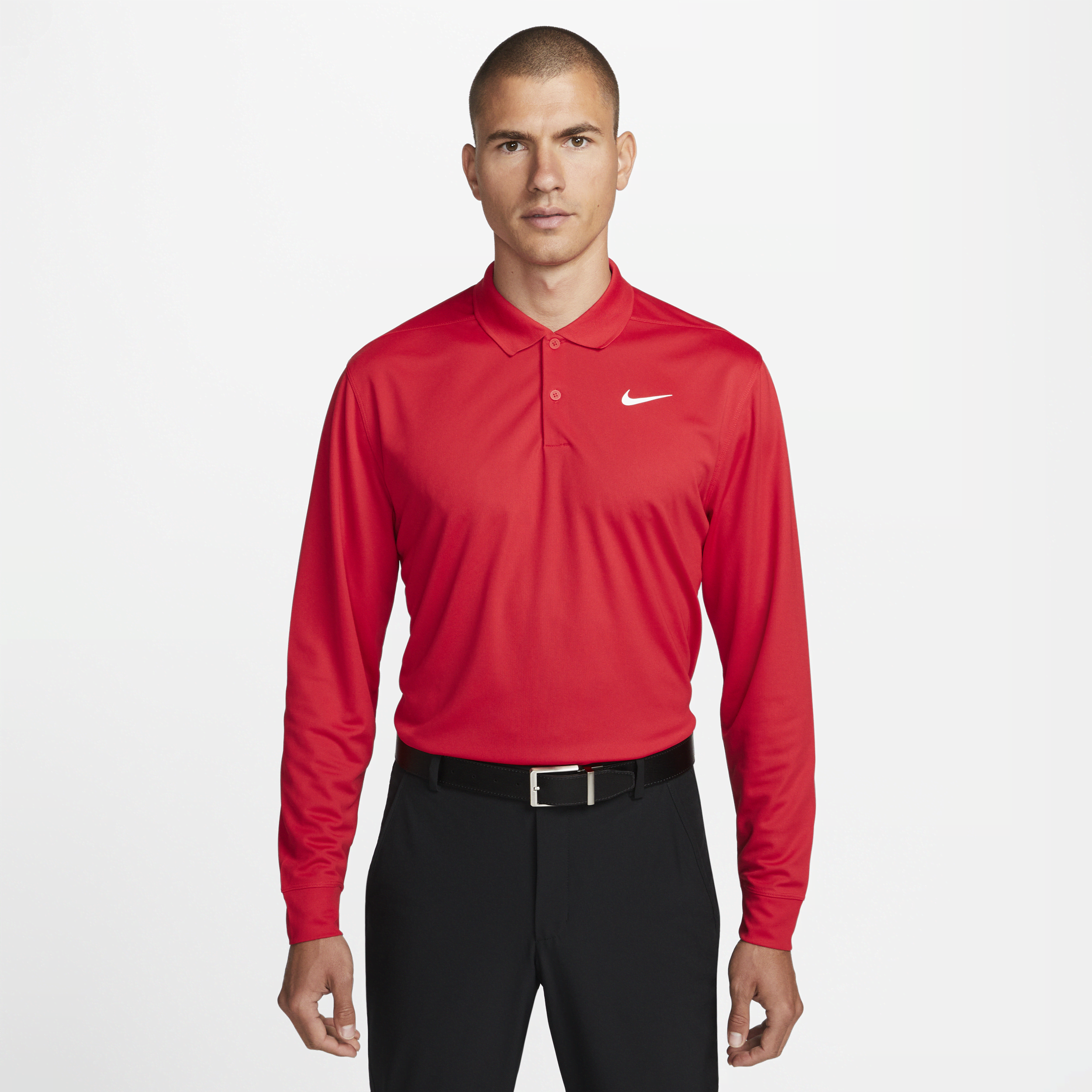 Nike Victory Dri-fit Long-sleeve Polo In Red