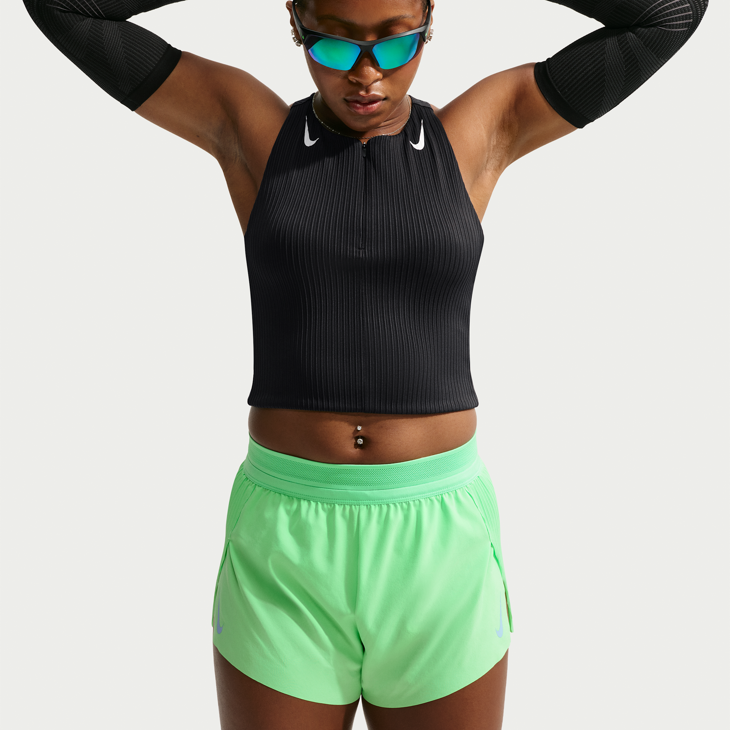 Nike Women's AeroSwift Dri-FIT ADV Cropped Running Tank Top with Pockets in Black | IM7561-010