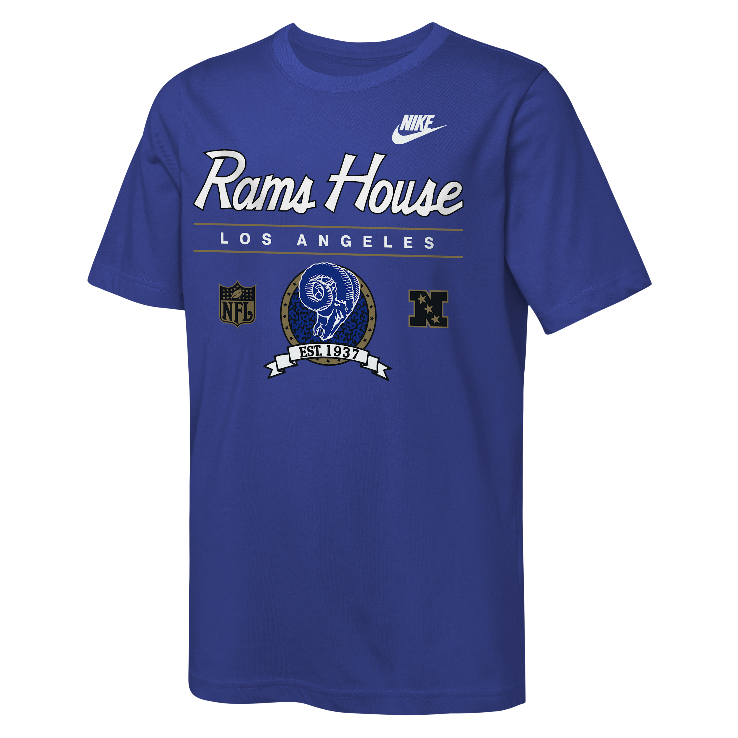 Los Angeles Rams Rewind Hometown Slub Big Kids' Nike Dri-FIT NFL T-Shirt in Blue | Z1B7NFQSRAM-NDG