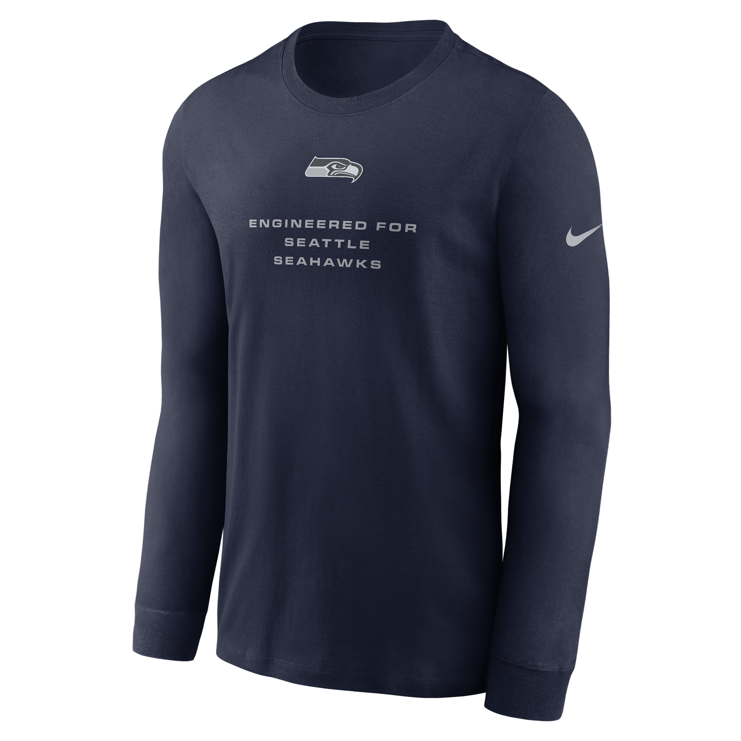 Nike Men's College Navy Seattle Seahawks Sideline Bold Arch Star Dri-fit Long Sleeve T-Shirt - College Navy
