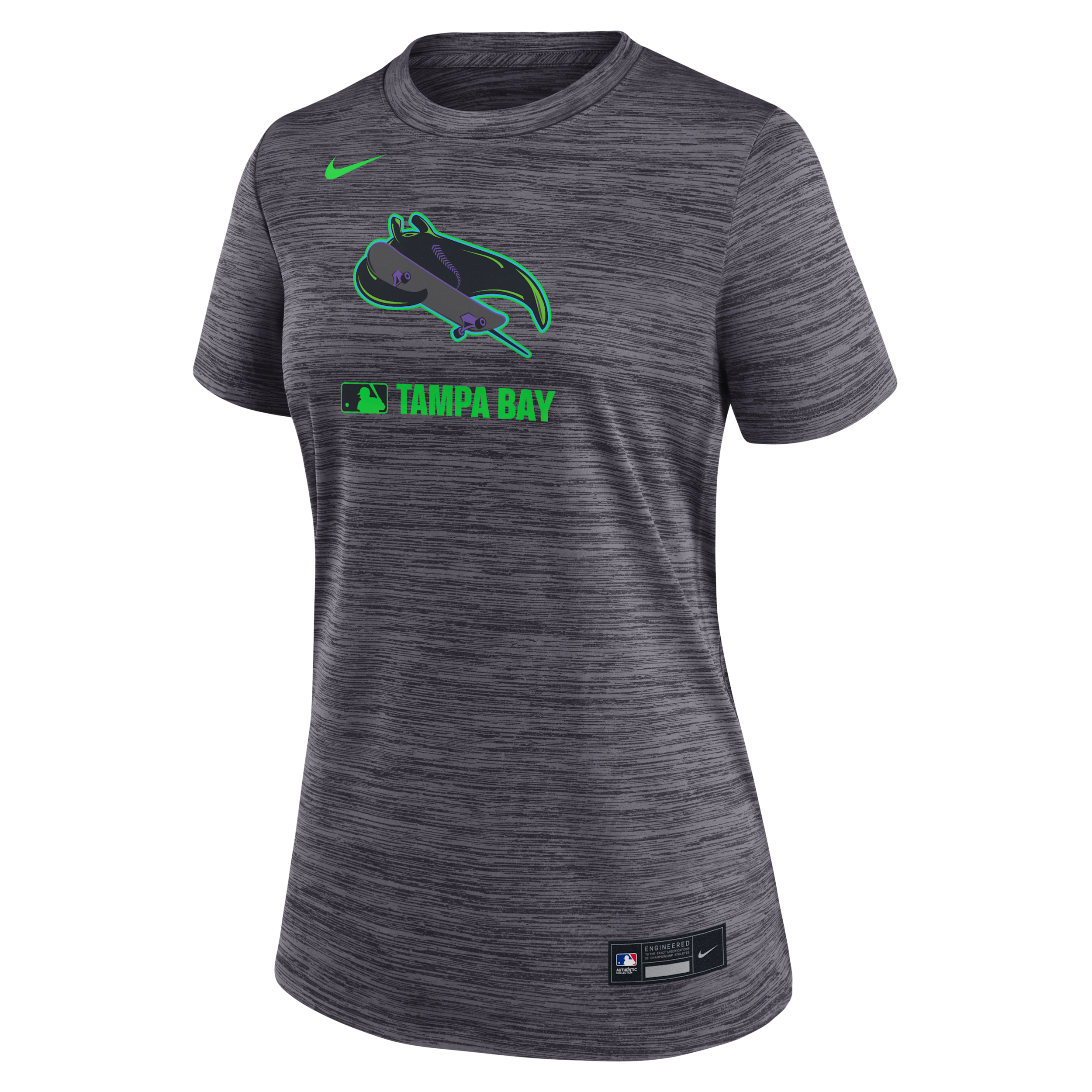 Nike Tampa Bay Rays Authentic Collection City Connect Velocity Women's Dri-fit Mlb T-shirt In Black