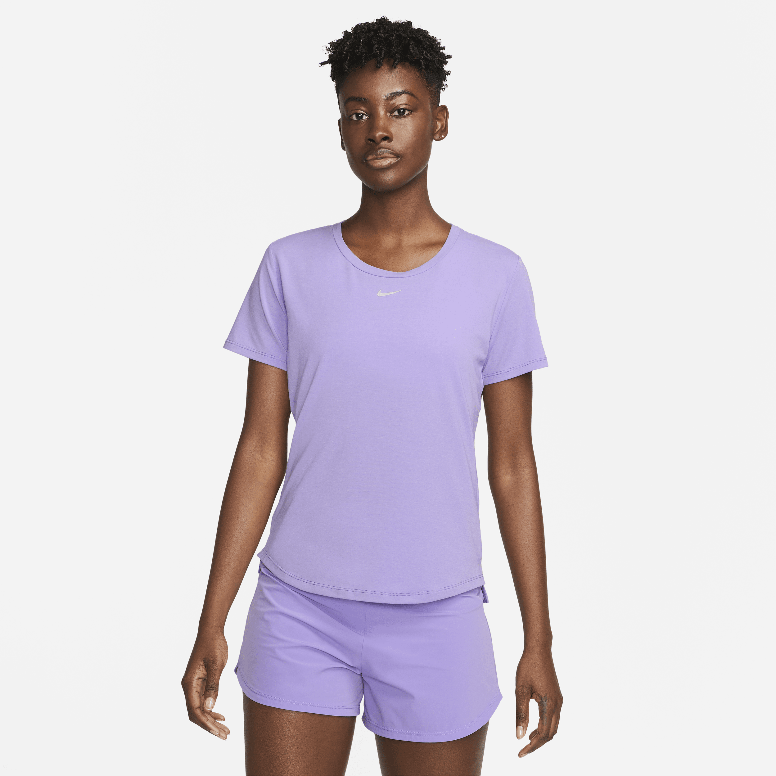Nike Women's Dri-fit Uv One Luxe Standard Fit Short-sleeve Top In Purple