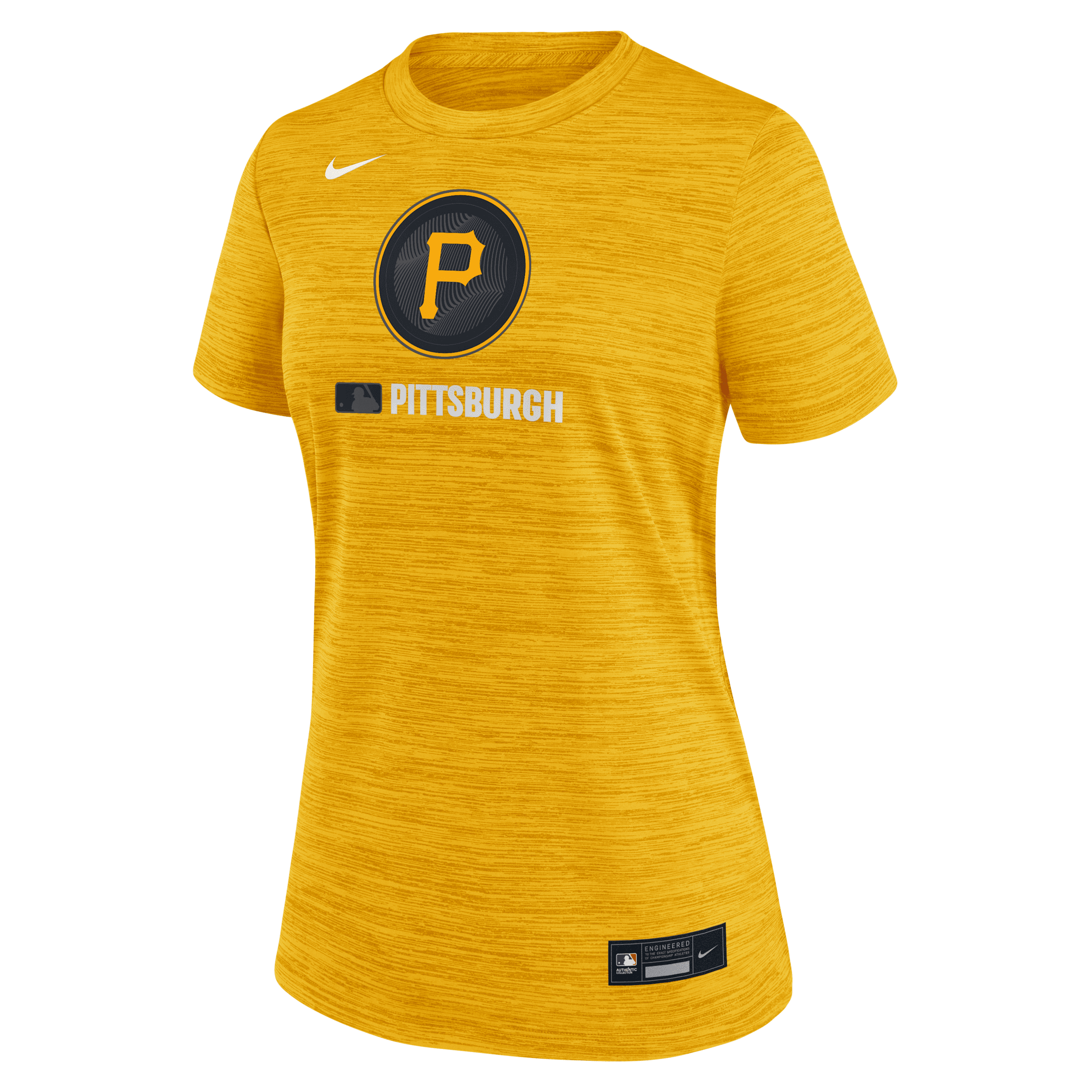 Nike Women's Gold Pittsburgh Pirates Authentic Collection City Connect Velocity Performance T-shirt In Yellow