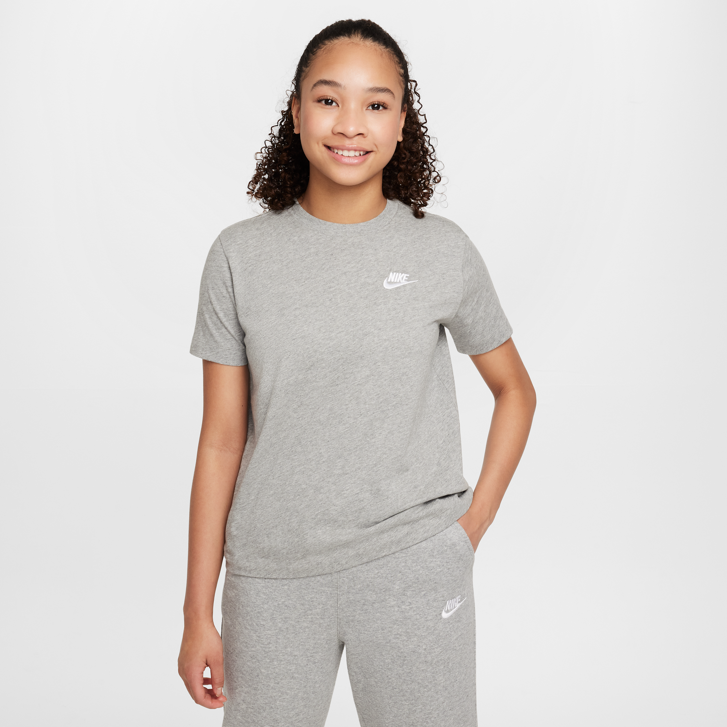 Nike Sportswear Big Kids' T-shirt (extended Size) In Gray