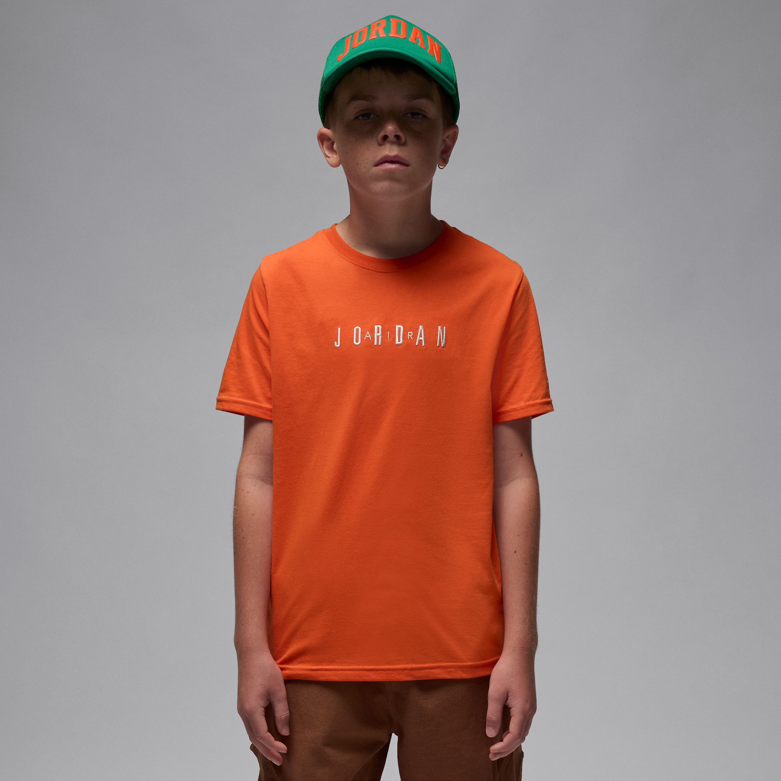 Jordan Big Kids' Embroidered Logo T-shirt In Orange