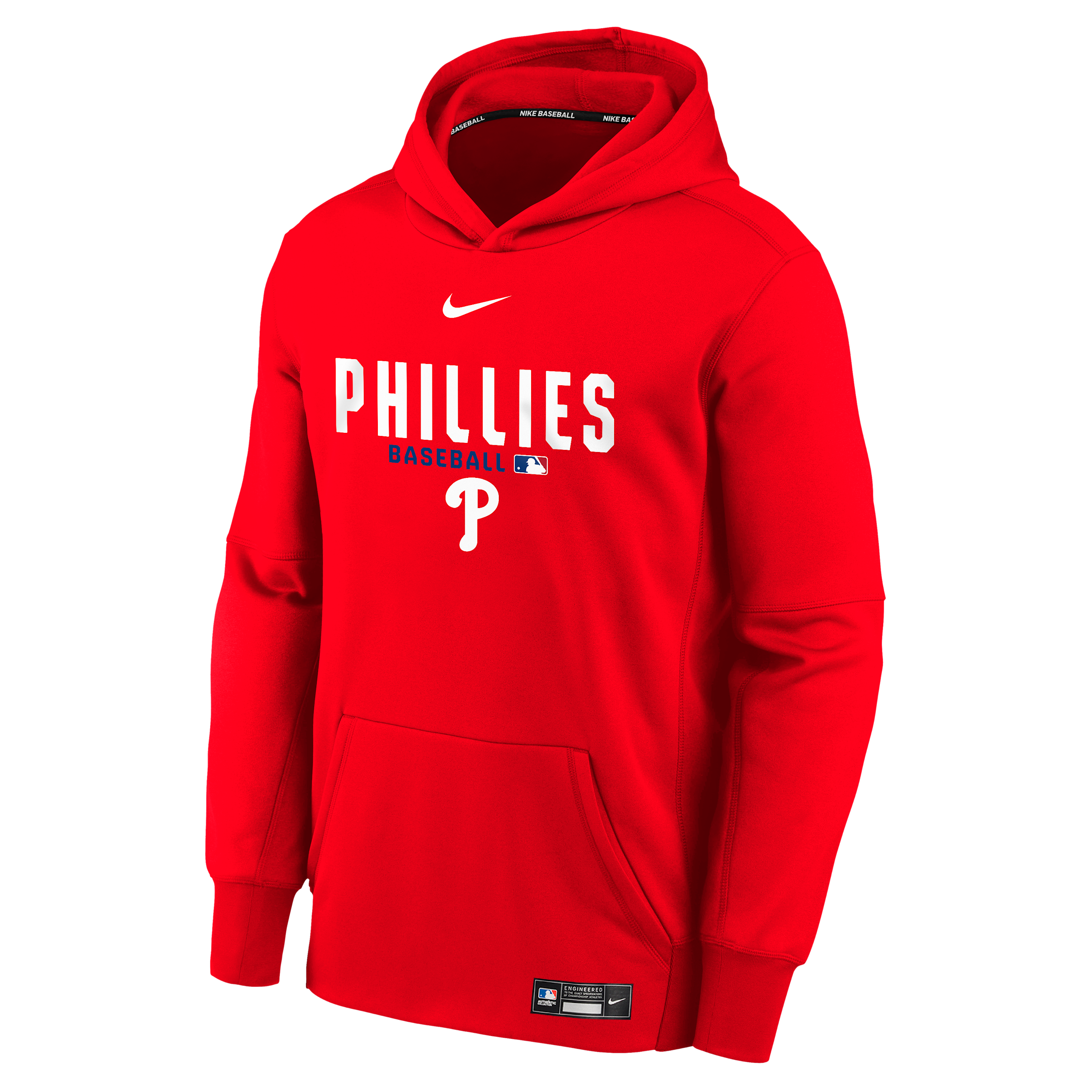 Philadelphia Phillies Authentic Collection Big Kids' Nike Therma-FIT MLB Pullover Hoodie in Red | Z3B7NMKKPHI-NGG
