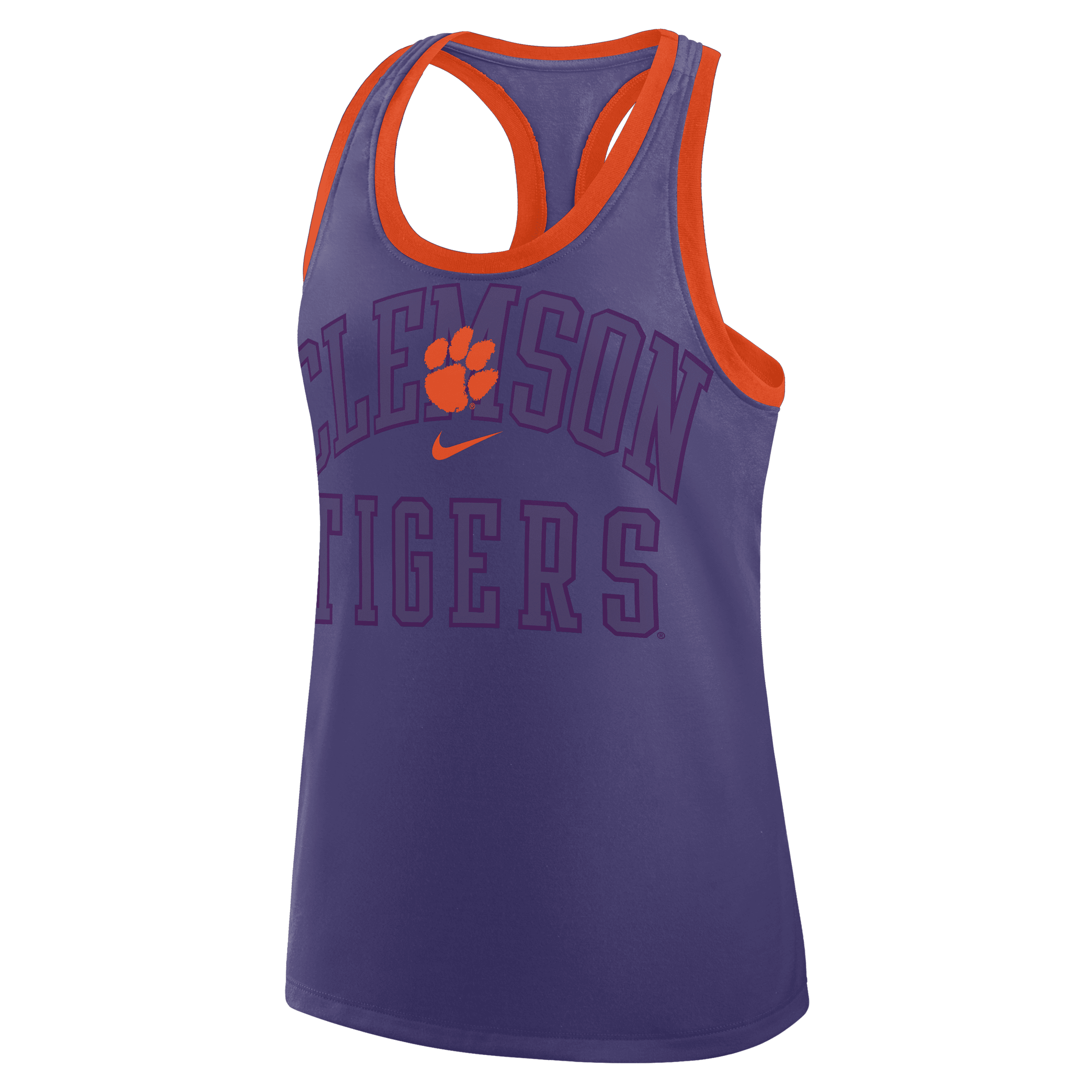 Nike Purple Clemson Tigers Primetime Tri-blend Racerback Tank Top In Blue