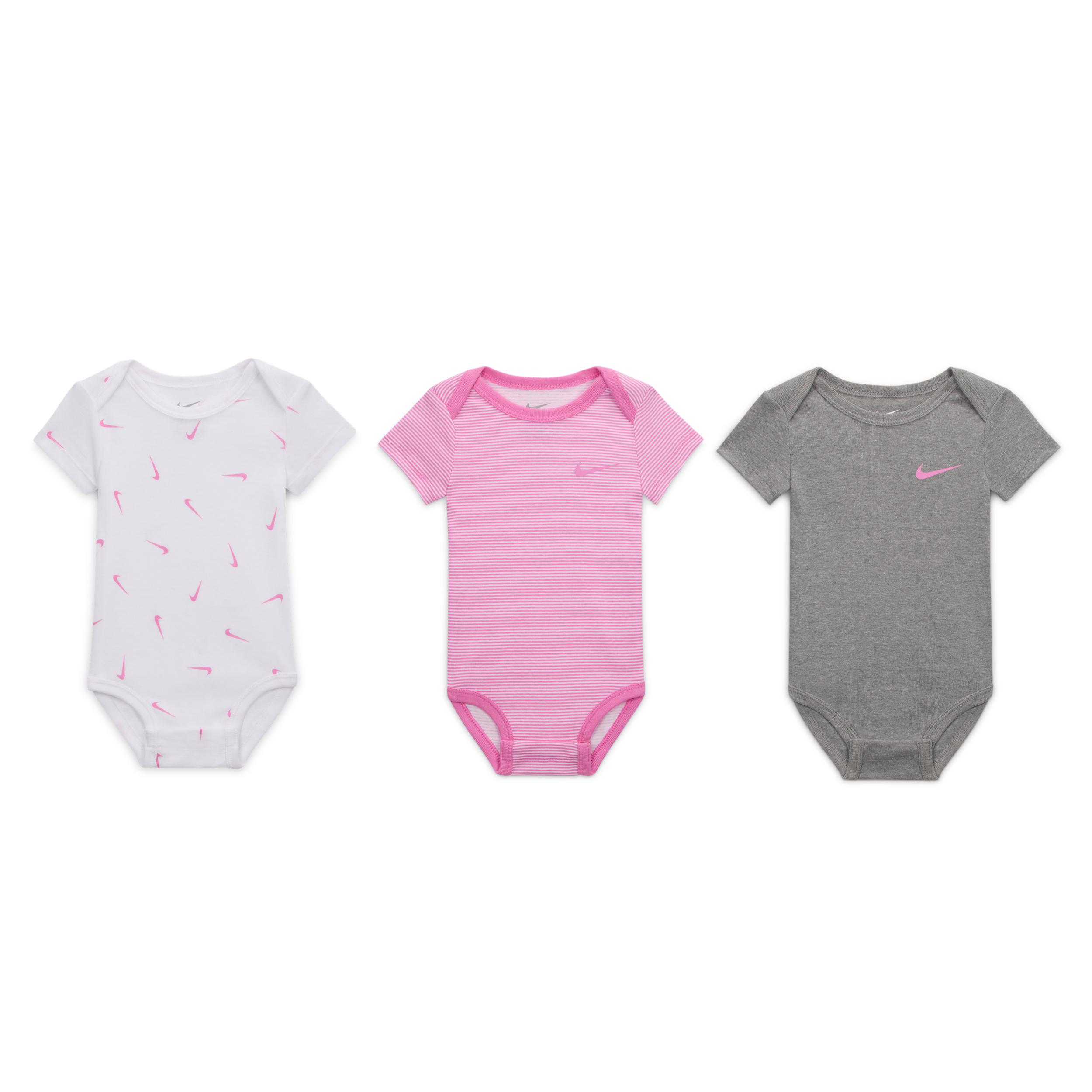 Nike E1d1 Baby (0-9m) Mix And Match Bodysuits (3-pack) In White