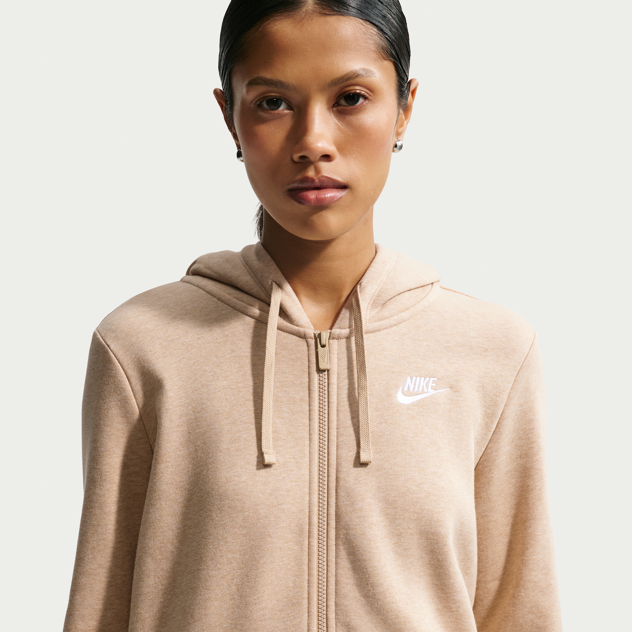 Women's Nike Sportswear Club Fleece Full-Zip Hoodie in Brown | DQ5471-248