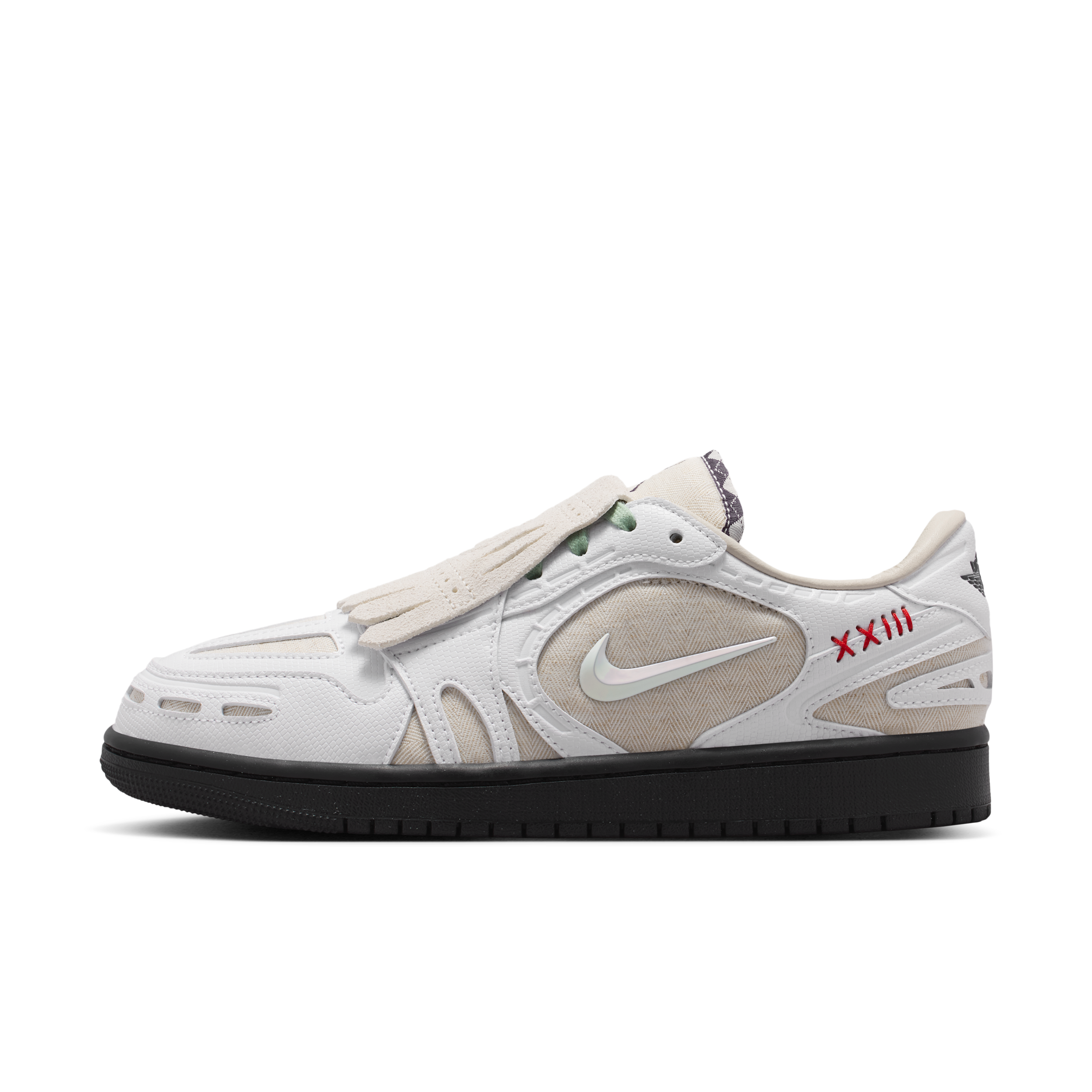 Air Jordan 1 Low Method of Make Women's Shoes, M5/W6.5, Lt Orewood Brn/White/Black/Steam/Tough Red/Purple Dynasty