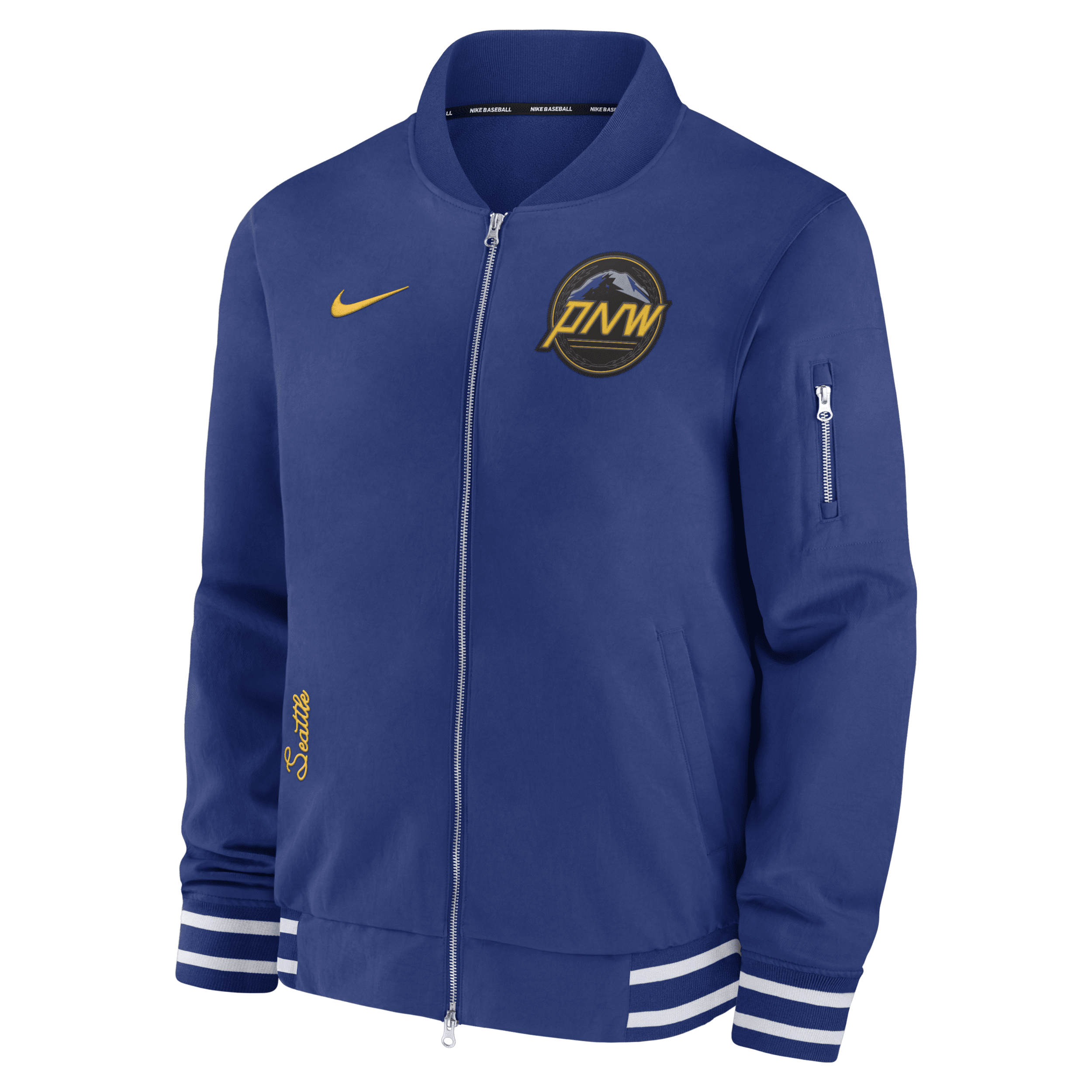 Shop Nike Seattle Mariners Authentic Collection City Connect Game Time  Men's Mlb Full-zip Bomber Jacket In Blue